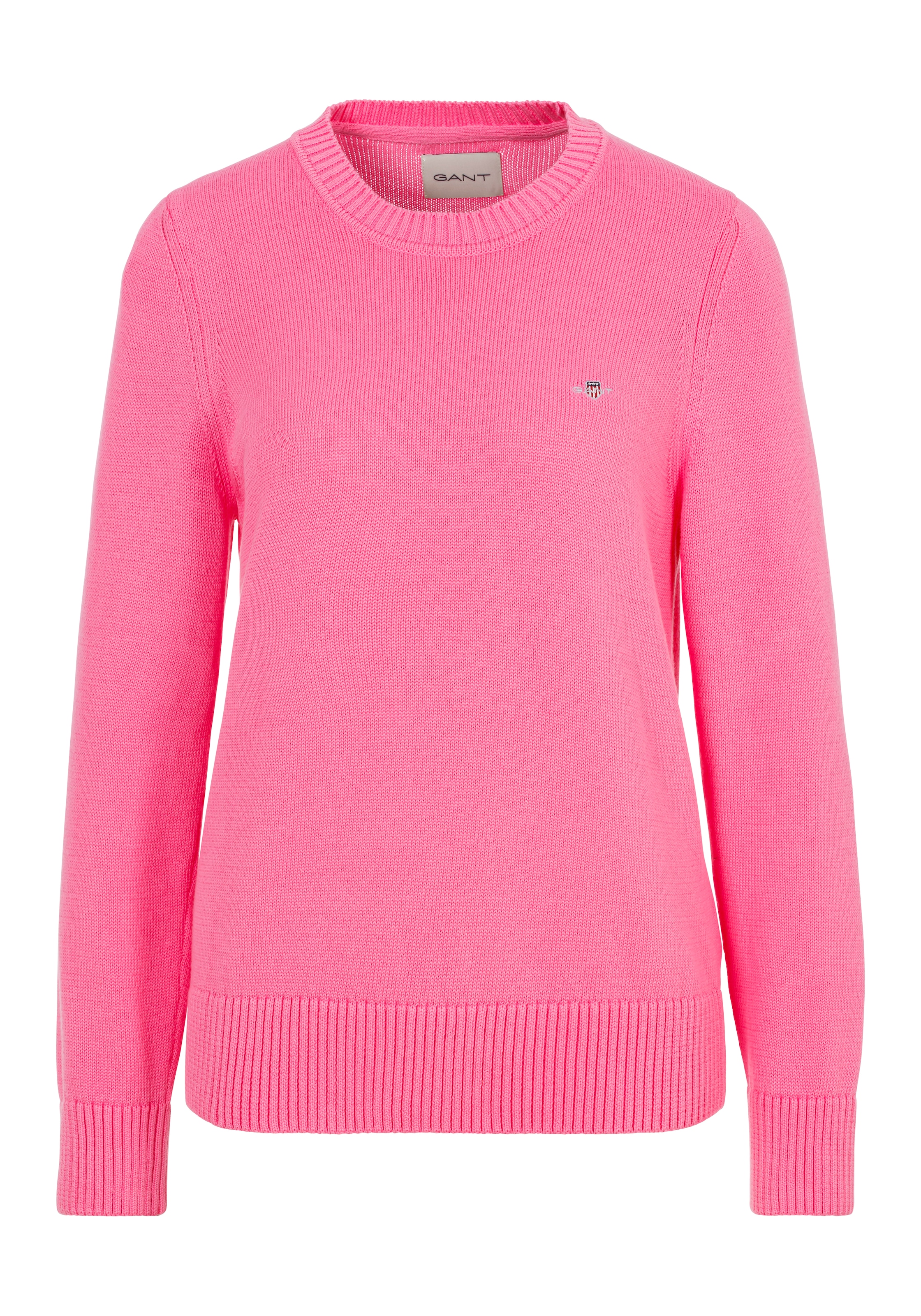 Gant Rundhalspullover »CLASSIC COTTON C-NECK«, mit Zopfstrickmuster