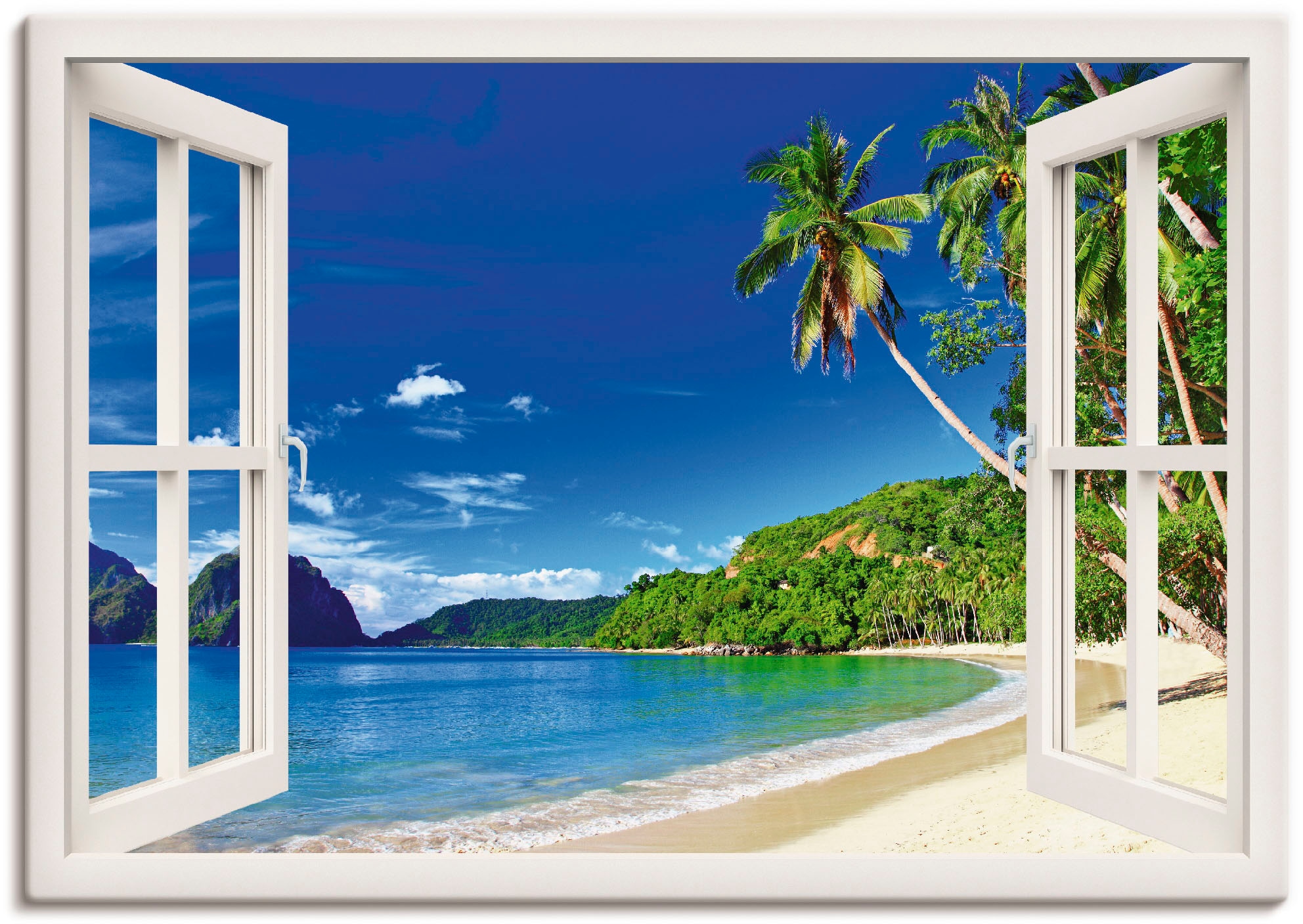 Artland Wandbild "Fensterblick Paradies" Fensterblick 1 Stk. tlg. als Alubild, Leinwandbild, Poster in verschied. Grössen