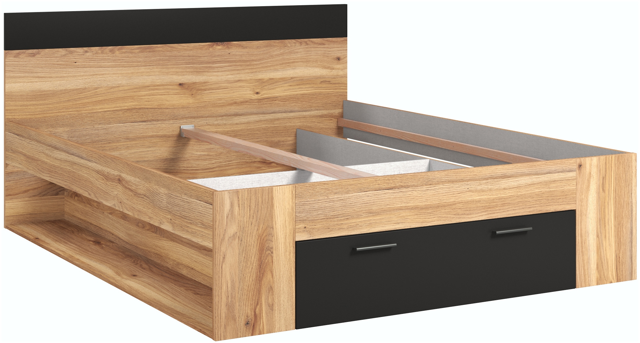 Home affaire Bettgestell "Faweza, Breite 160 bzw. 180 cm, Stauraumbett" Funktionsbett Schublade mit extra viel Stauraum