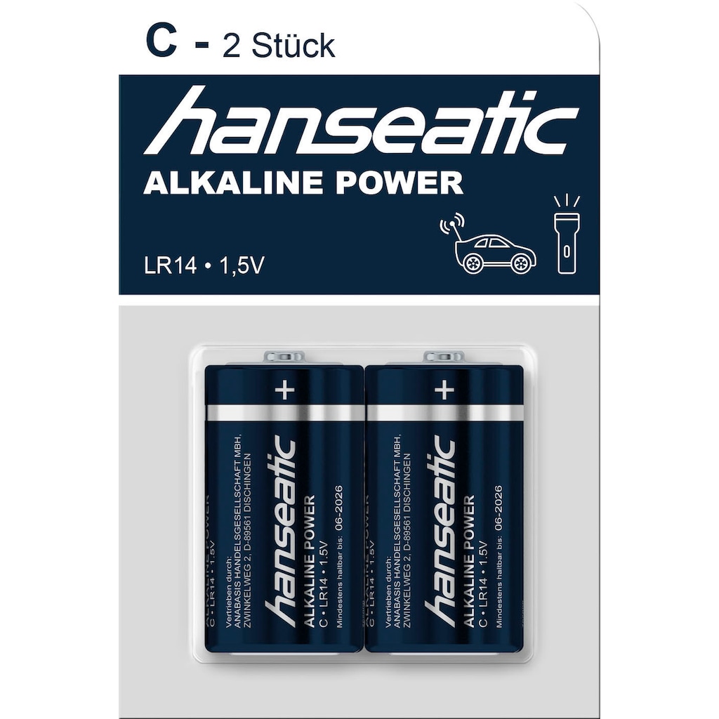 Hanseatic Batterie »10 Stück Baby C Batterien Alkaline LR14«, LR14, 1,5 V, (Set, 10 St.)