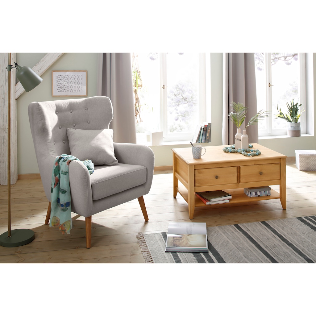 Home affaire Ohrensessel »Yamuna«, mit Sitzpolsterung, Gestell und Füsse aus Massivholz, Sitzhöhe 47 cm