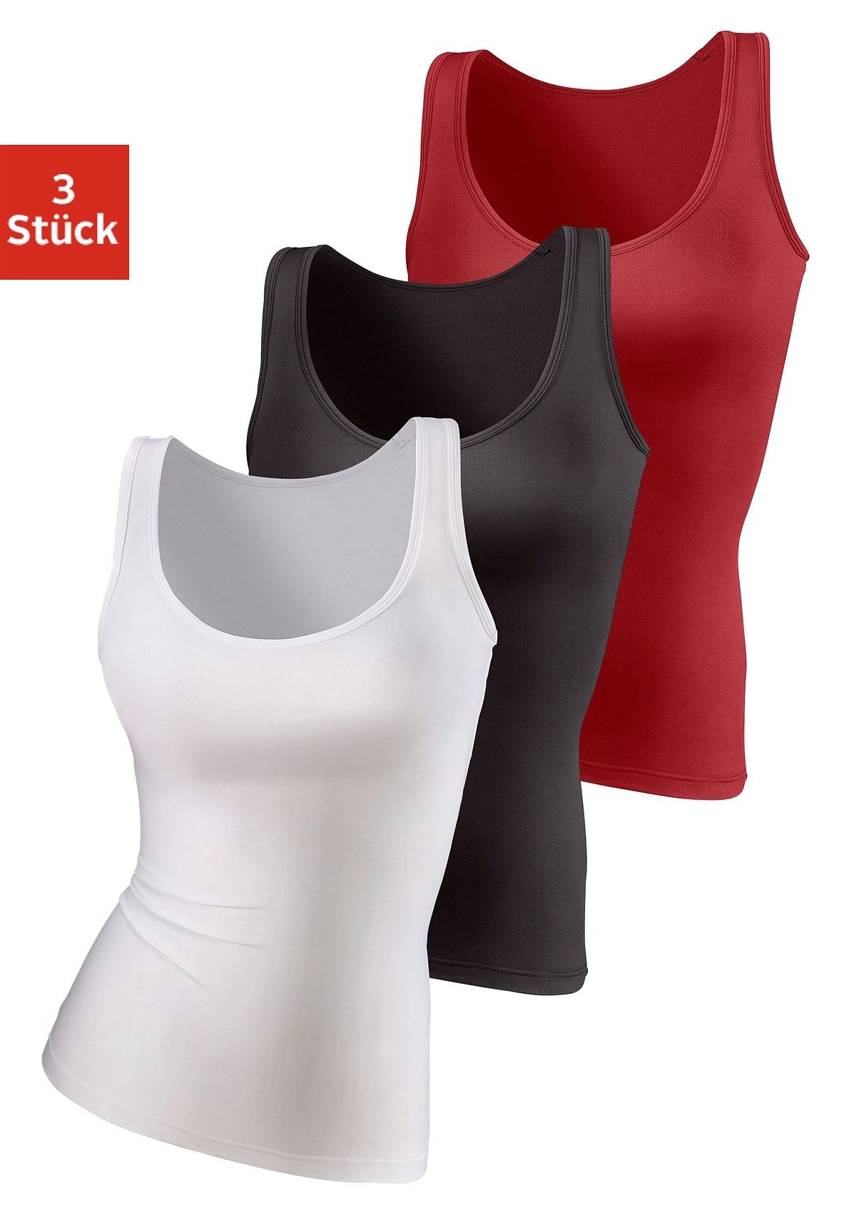 Vivance active Unterhemd, (3er-Pack), aus weicher Microfaser, Tanktop, Unterziehshirt