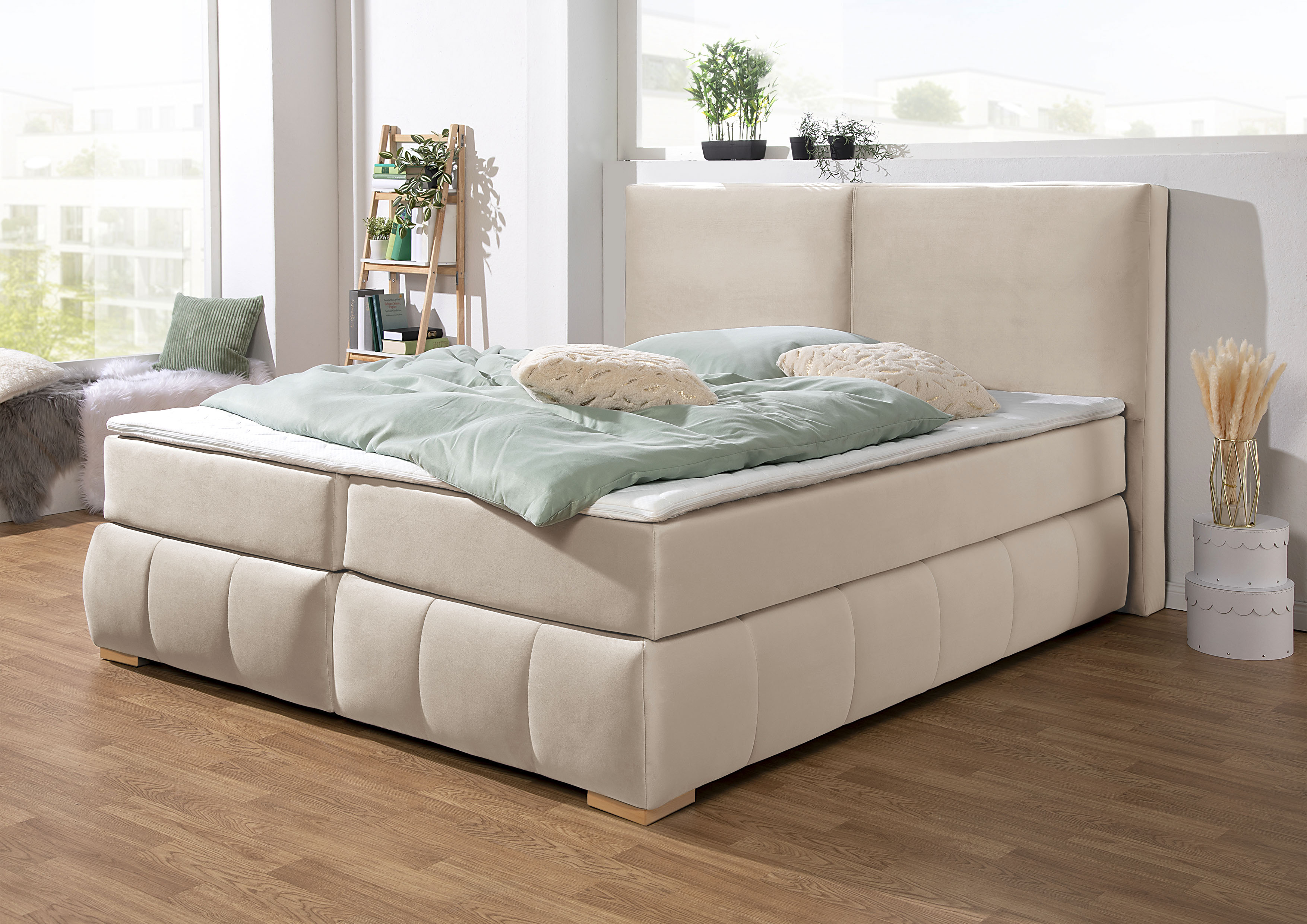 Home affaire Boxspringbett "Wehma" inkl. Topper in 3 verschiedenen Matratzen, auch in Samtstoff