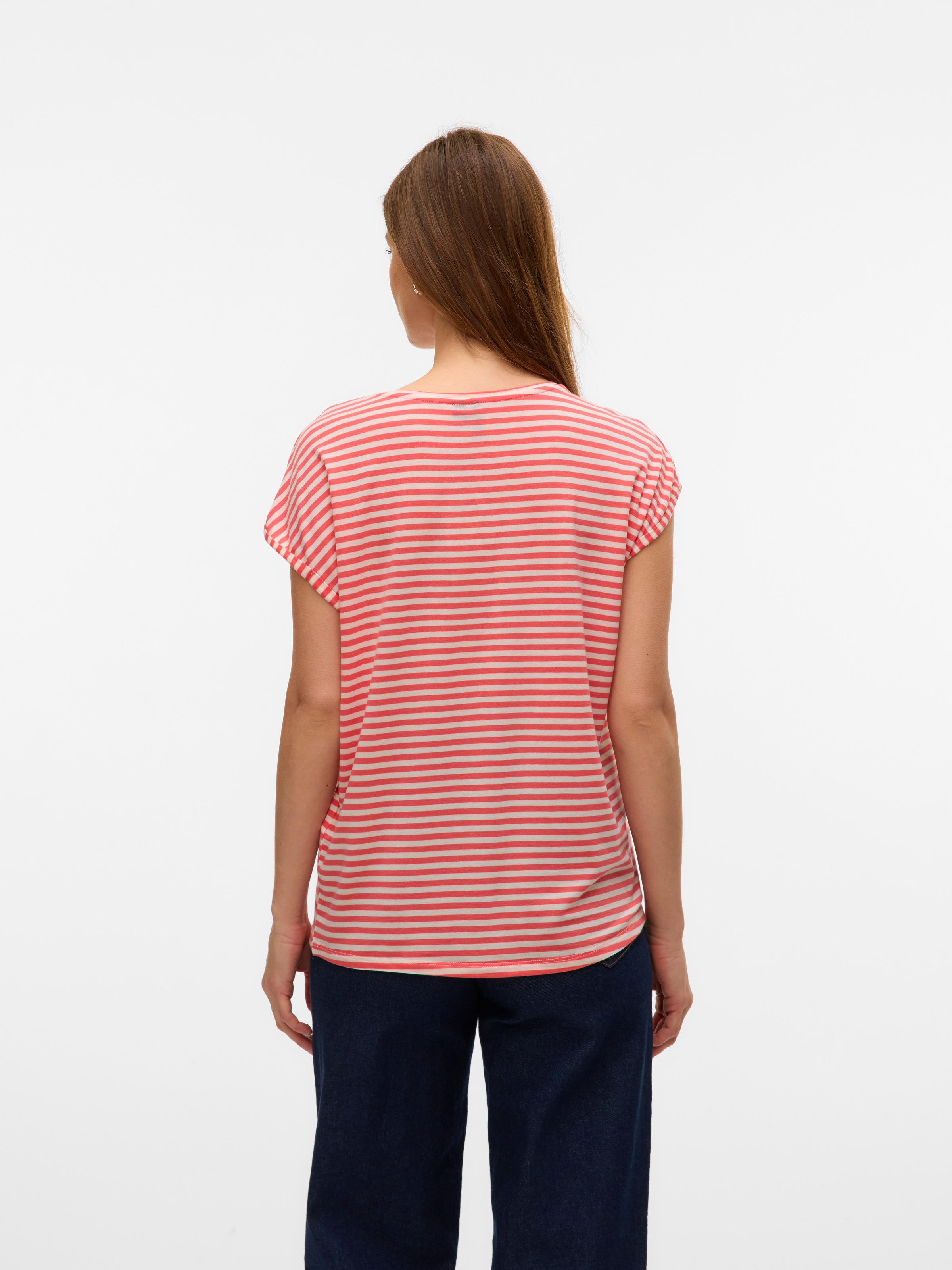 Vero Moda Rundhalsshirt »VMAVA PLAIN SS TOP STRIPE GA JRS NOOS«