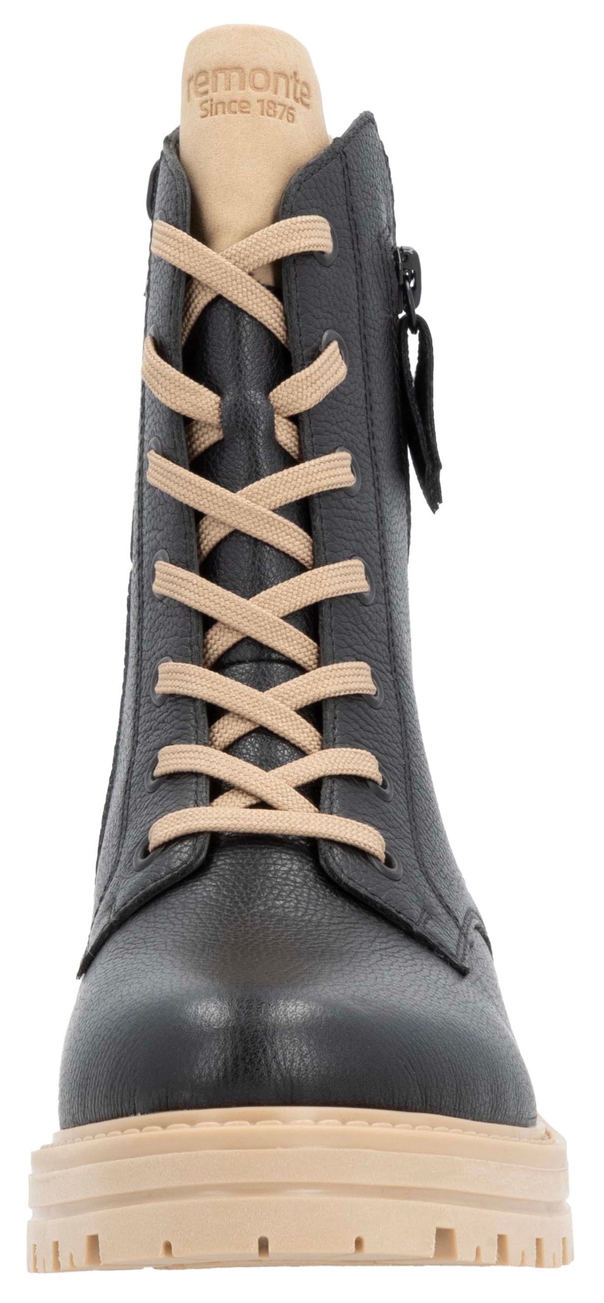 Remonte Winterboots, Blockabsatz, Winterstiefelette, Schnürboots mit Zierreissverschluss