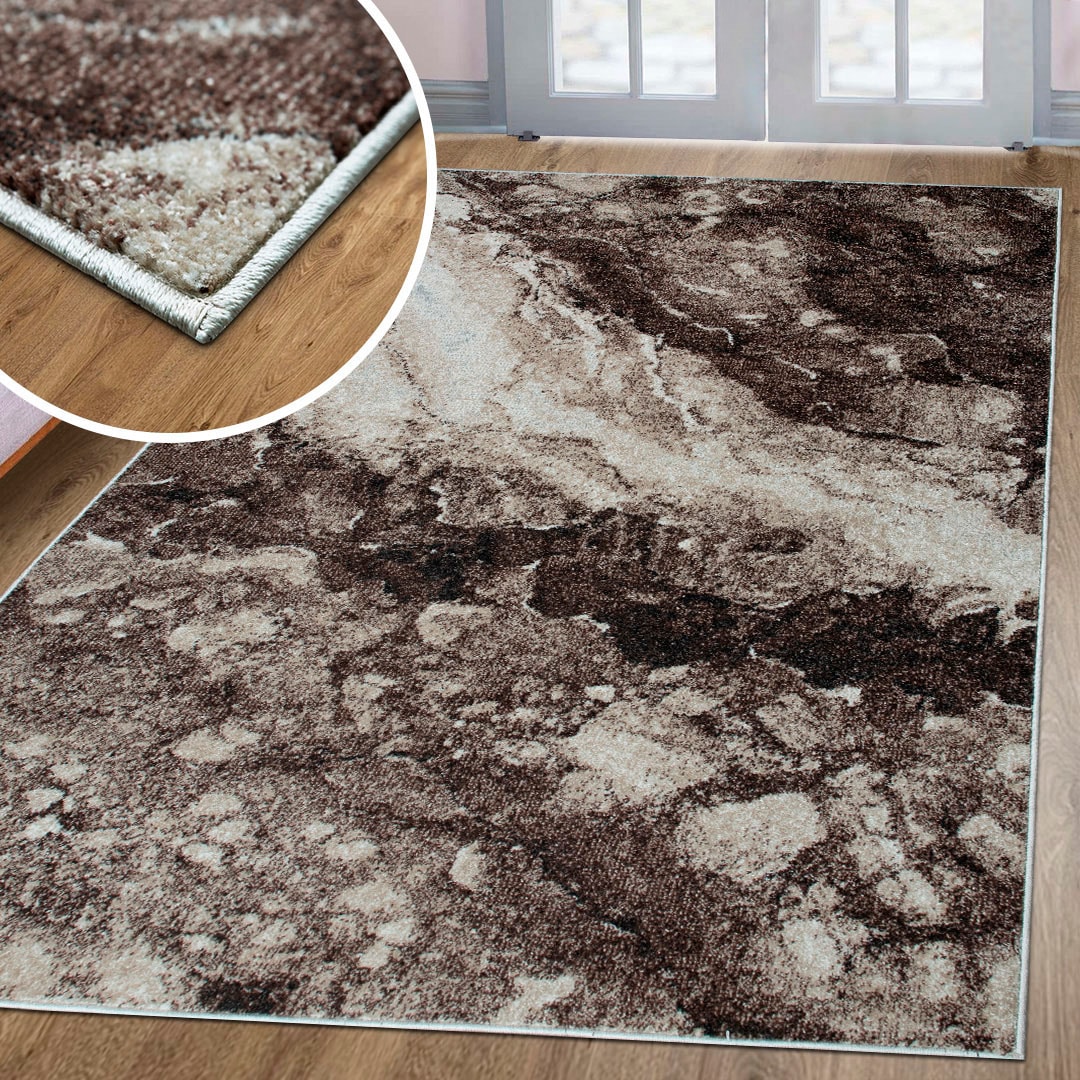 my home Teppich »Sonnenhang«, rechteckig, 9 mm Höhe, mit besonders weichem Flor, Kurzflor, modernes Marmor Design