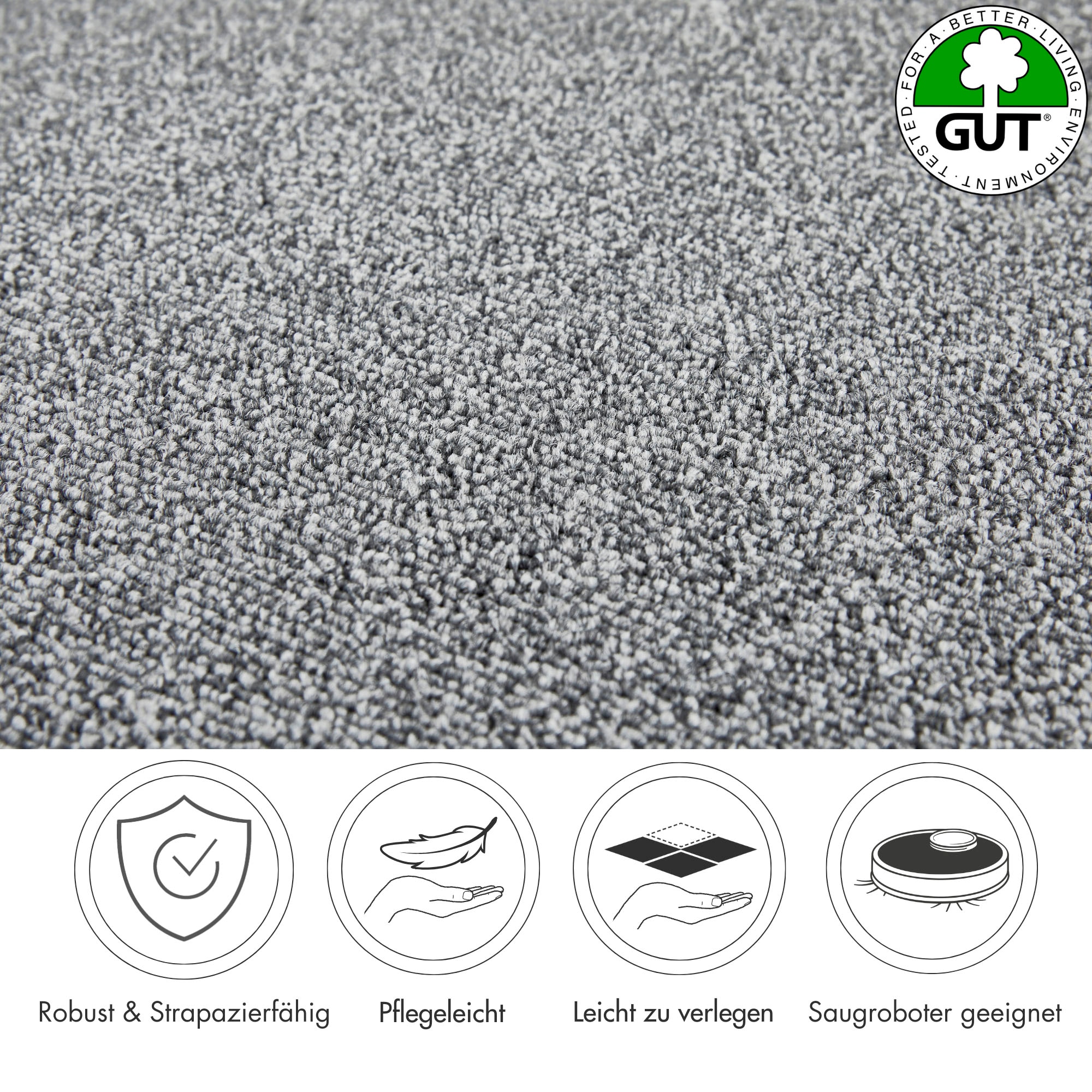 Andiamo Teppichboden »Matz, Schlinge, Made in Belgium«, rechteckig, 6 mm Höhe, meliert, Breite 400 cm oder 500 cm, strapazierfähig & pflegeleicht