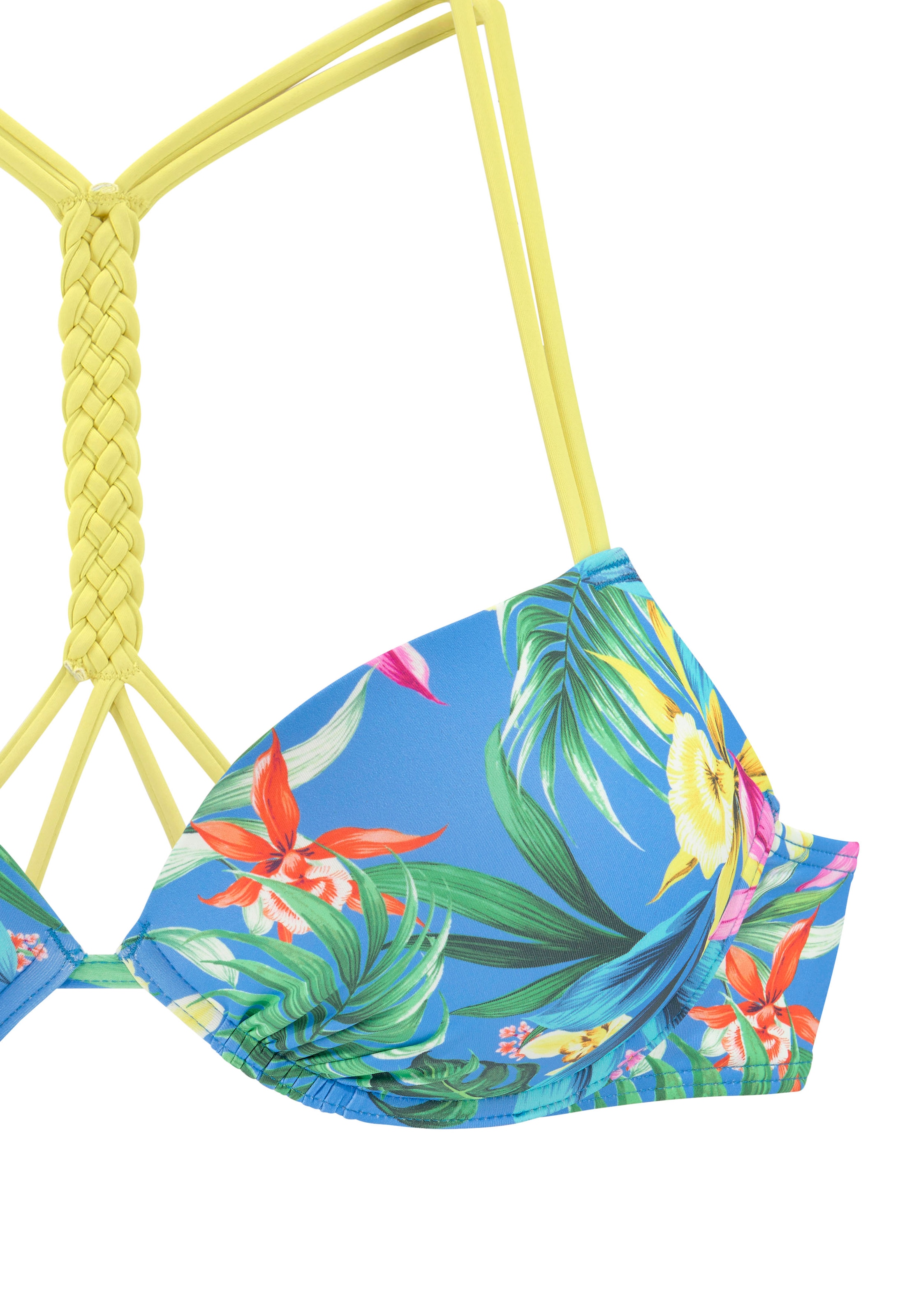 Venice Beach Push-Up-Bikini-Top »Hanni«, mit tropischem Print und gelben Details