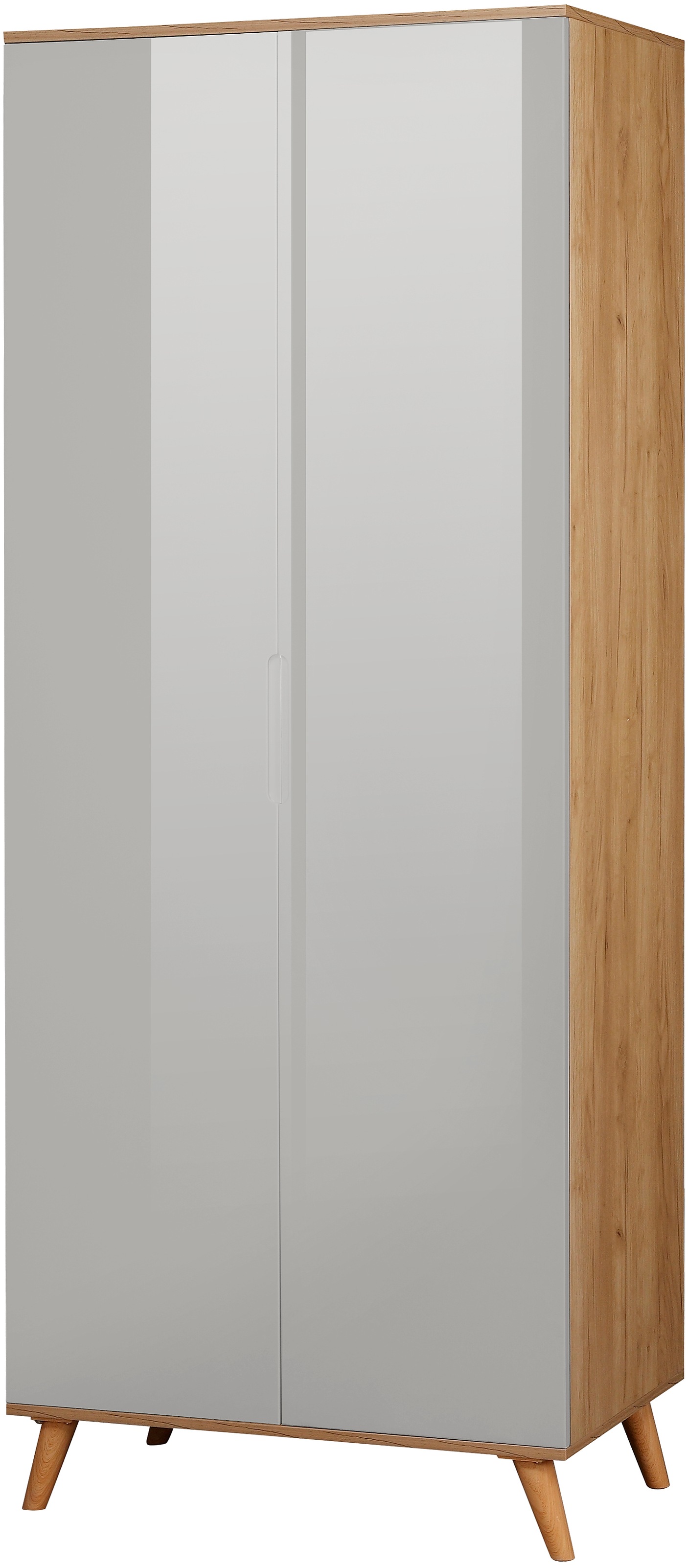 GOODproduct Kleiderschrank »Lund Schlafzimmerschrank Bestseller im skandinavischem Design« Garderobenschrank mit Premium Innenausstattung, Breite 80 cm hochglanz