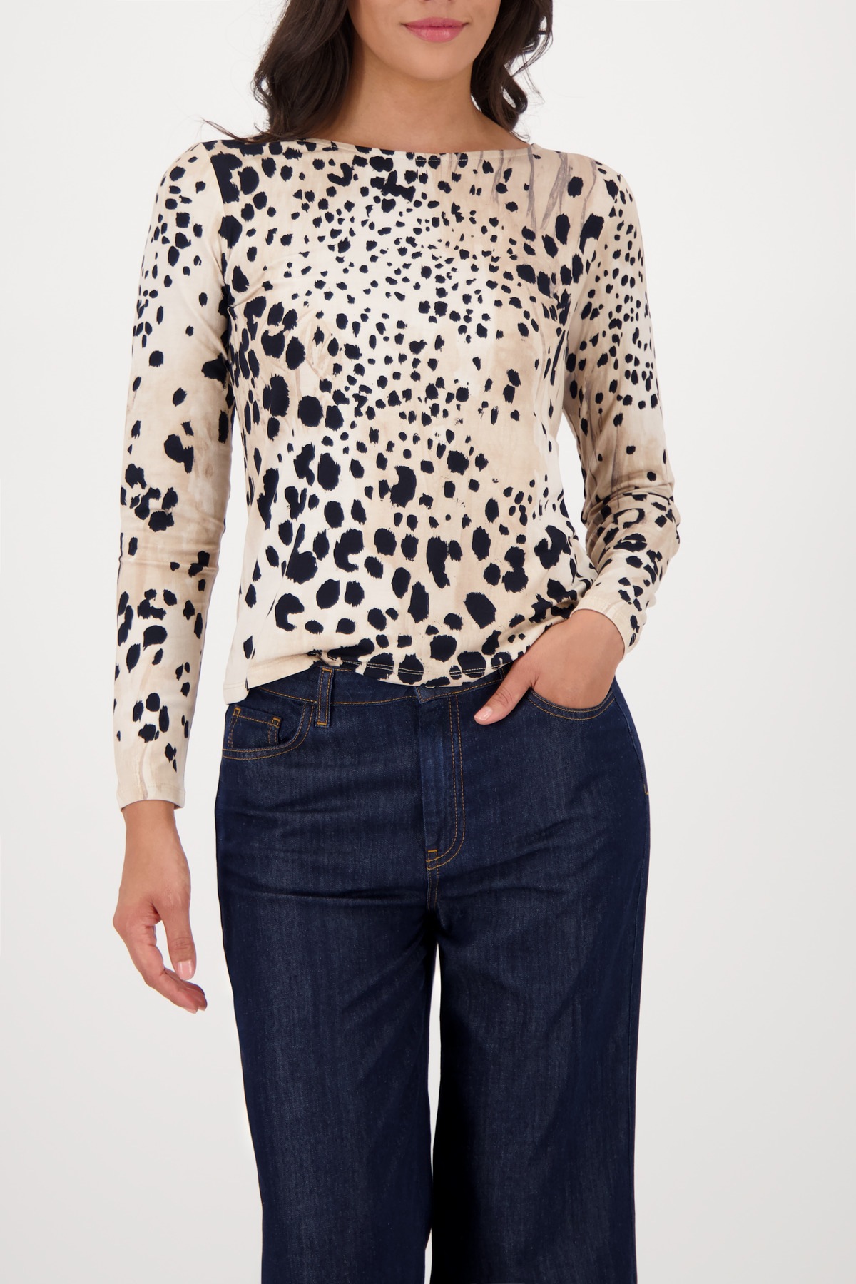 Monari Langarmshirt »Shirt Leo allover« Regular fit mit Rundhalsausschnitt