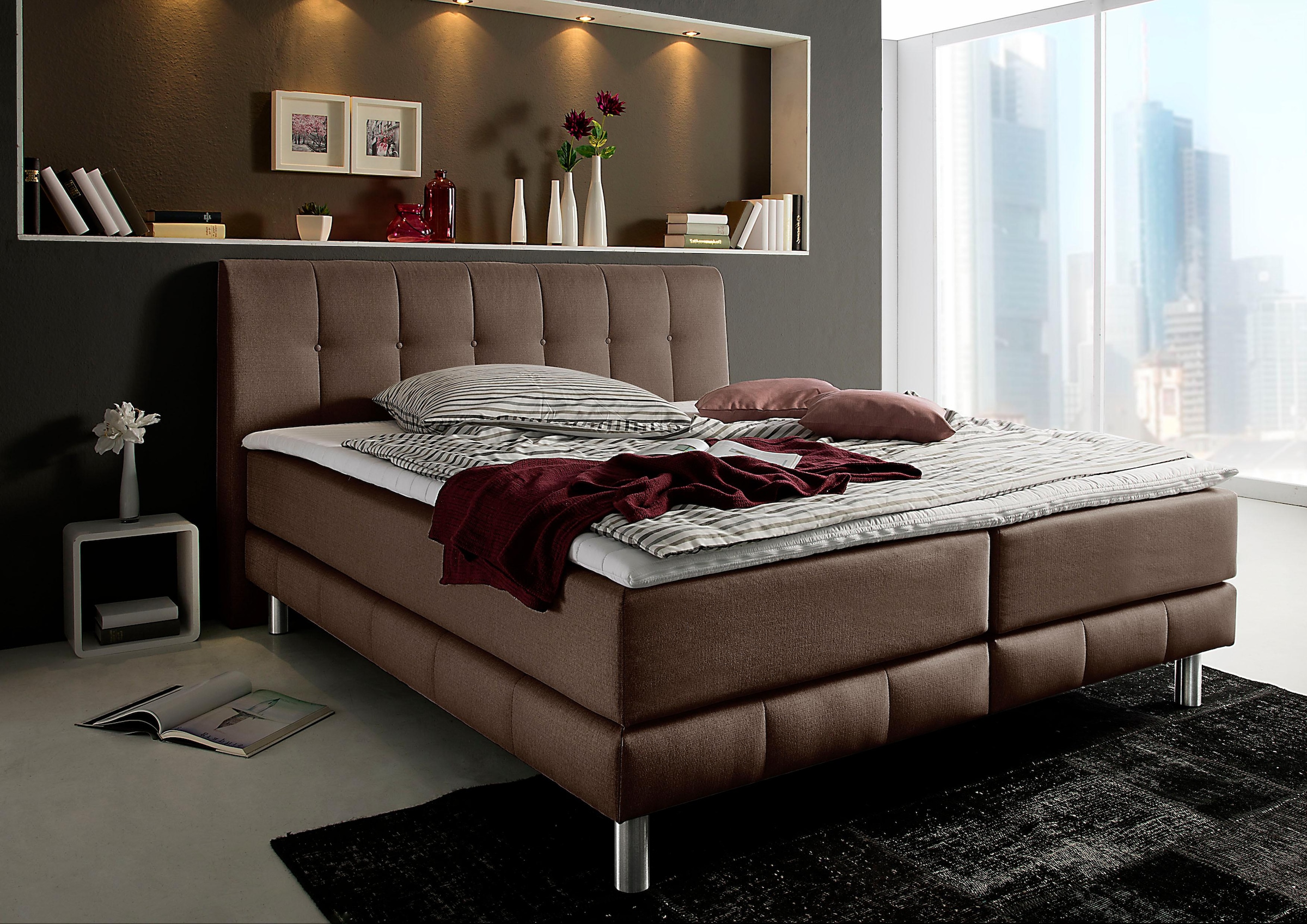 Home affaire Boxspringbett "Cafone" inkl. Topper, 5 Breiten, 3 Matratzenarten und 3 Härtegraden wählbar