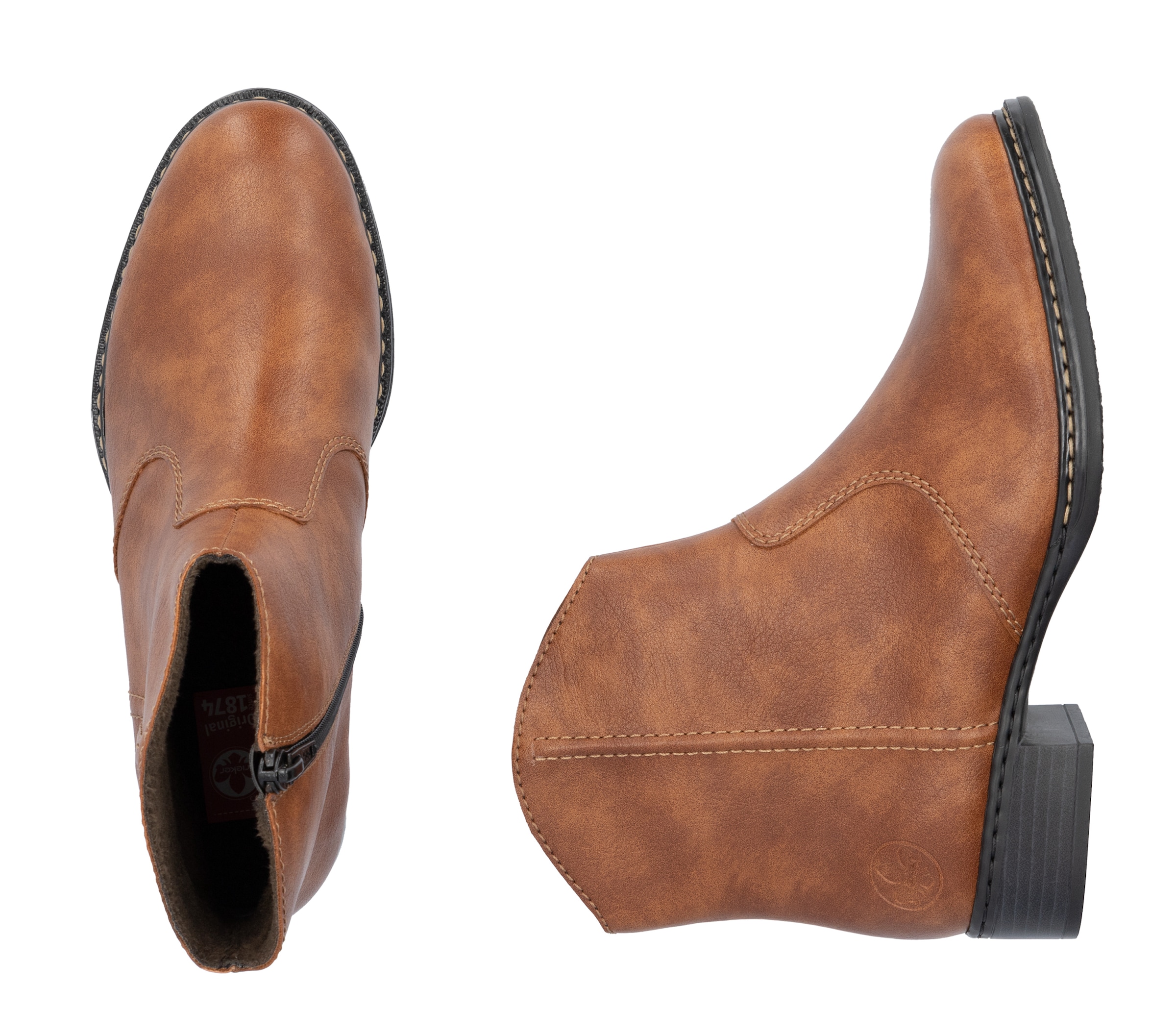 Rieker Cowboy Stiefelette, Westernstiefelette, Stiefelette, Blockabsatz mit Reissverschluss