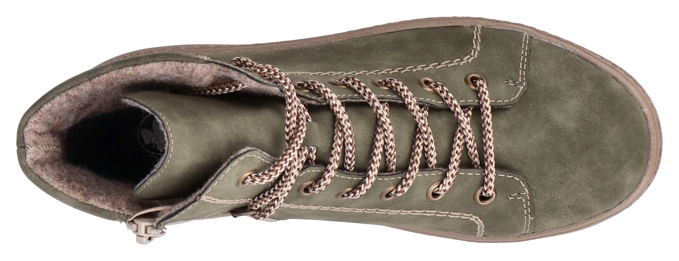 Rieker Schnürboots, Stiefelette, Plateausohle, Kontrastnaht, mit Innenreissverschluss