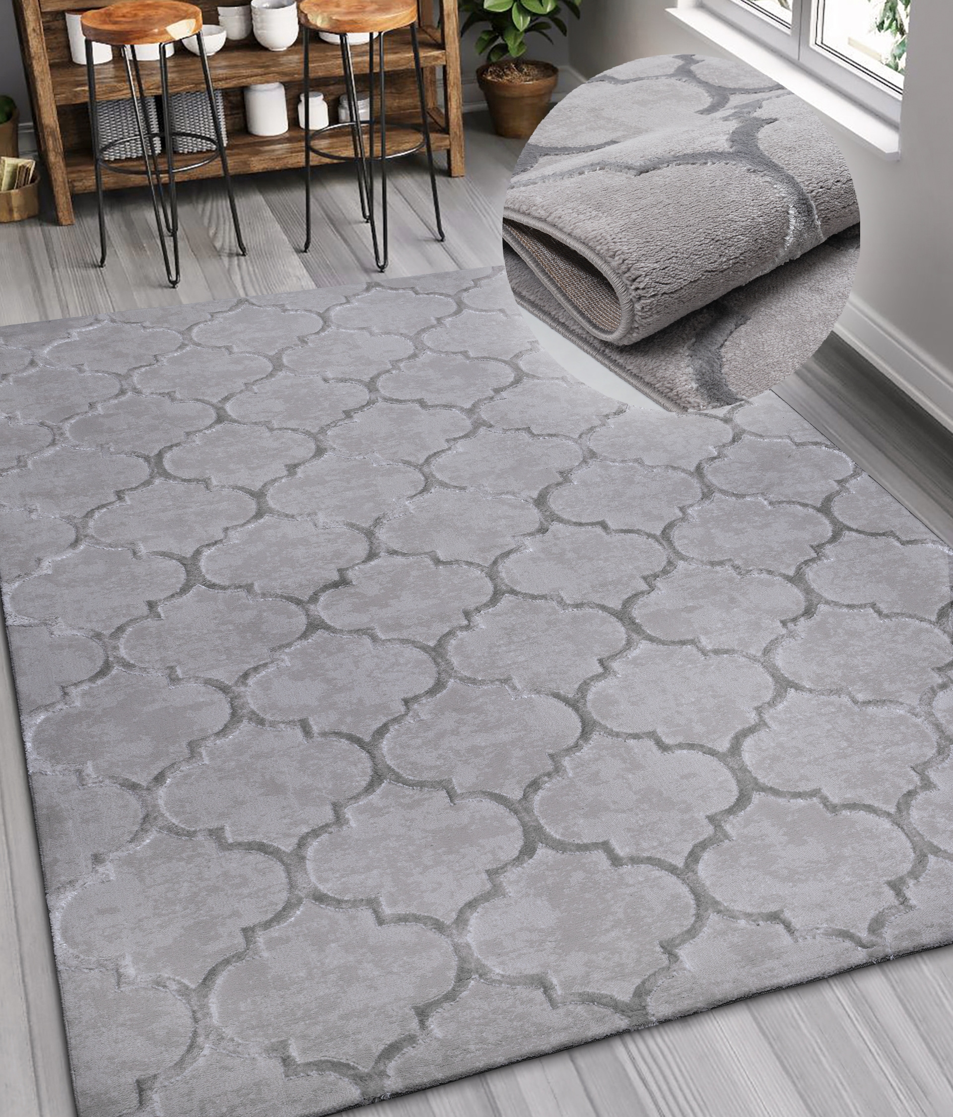 my home Teppich »Badra Kurzflor«, rechteckig, geometrisch, Hoch Tief  Design, 3-D Wirkung, Ornamente, Wohnzimmer online shoppen | Jelmoli-Versand