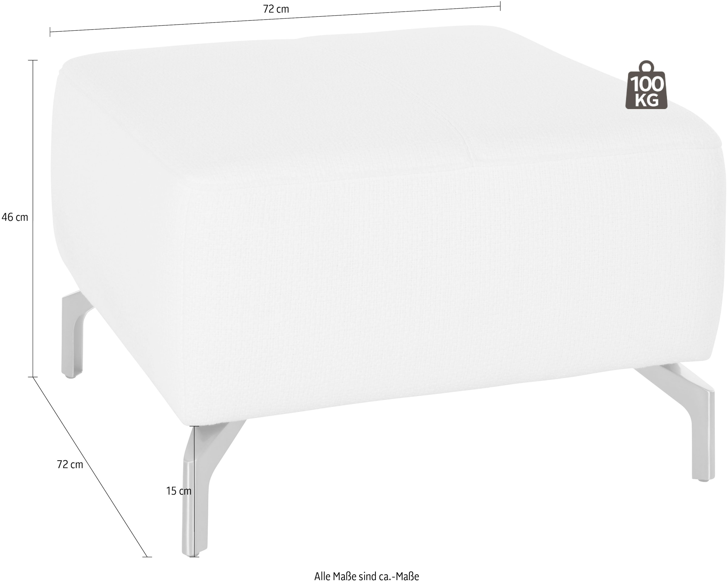 sit&more Hocker »Gizeh«, Fusshöhe 15 cm, wahlweise in 2 unterschiedlichen Fussfarben