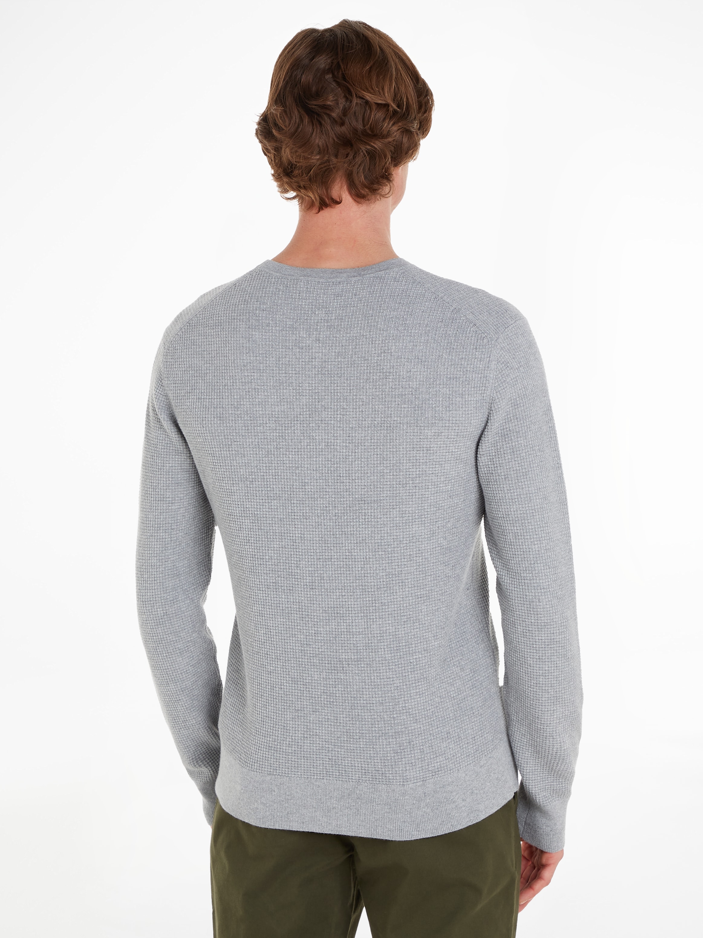 Calvin Klein Rundhalspullover »WAFFLE STRUCTURE SWEATER«, mit Markenlabel