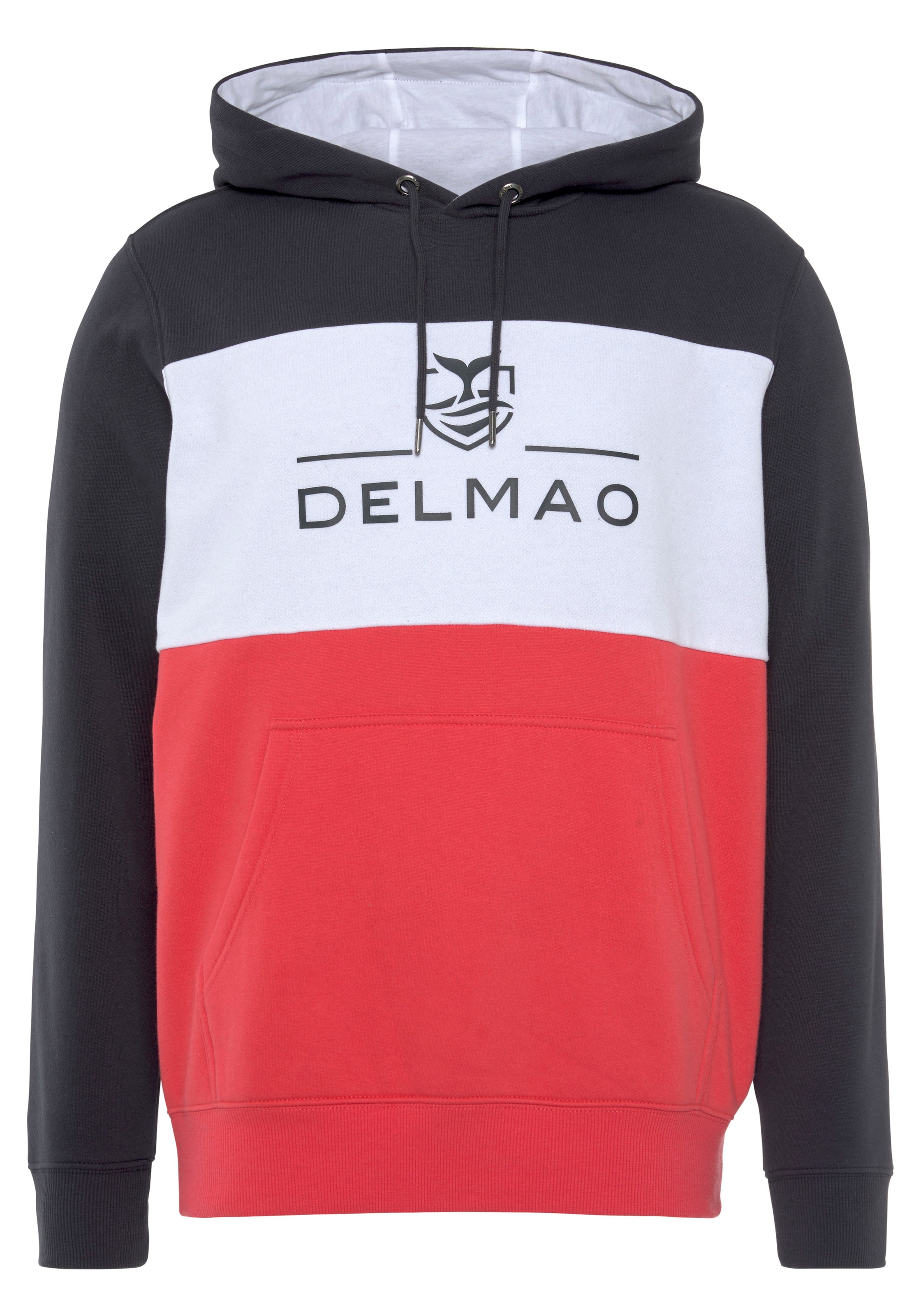 DELMAO Kapuzensweatshirt, Langarm, lockere Passform, Colourblocking-Optik, mit Kapuze