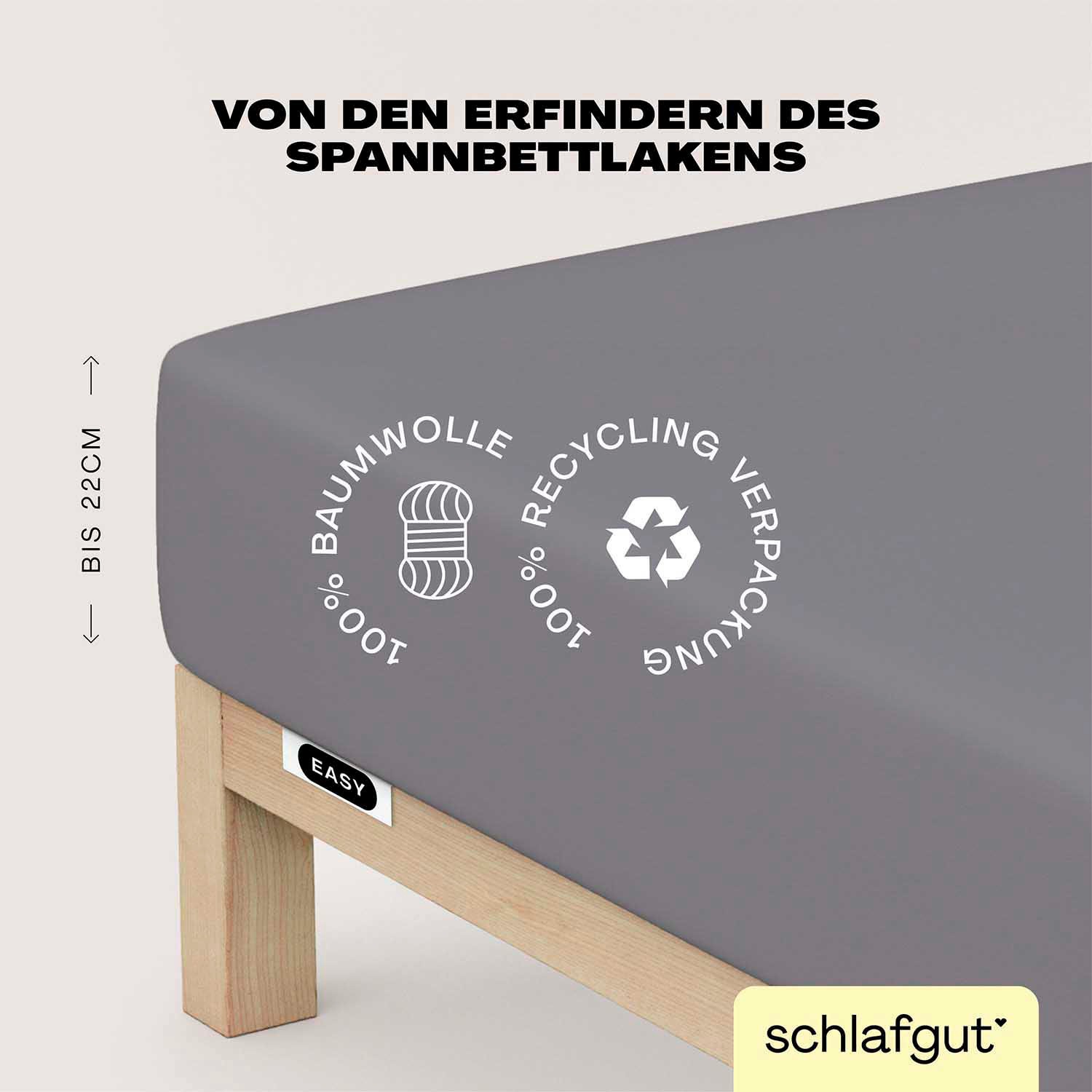 Schlafgut Spannbettlaken »EASY aus 100% Baumwolle, weich & saugfähig, Marken-Bettlaken«, für Matratzen bis 22 cm Höhe, in 90x200, 140x200 oder 180x200 cm