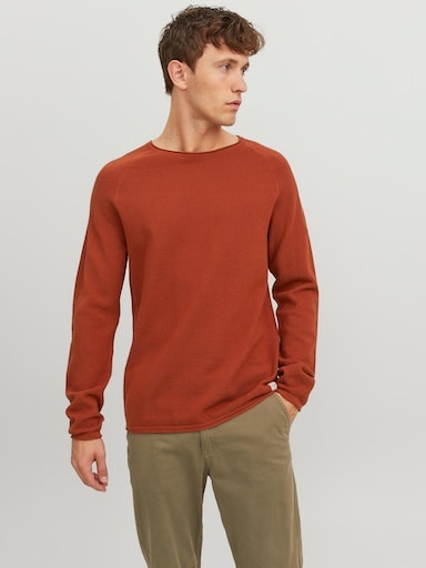 Rundhalspullover »JJEHILL KNIT CREW NECK NOOS«, aus Strukturstrick