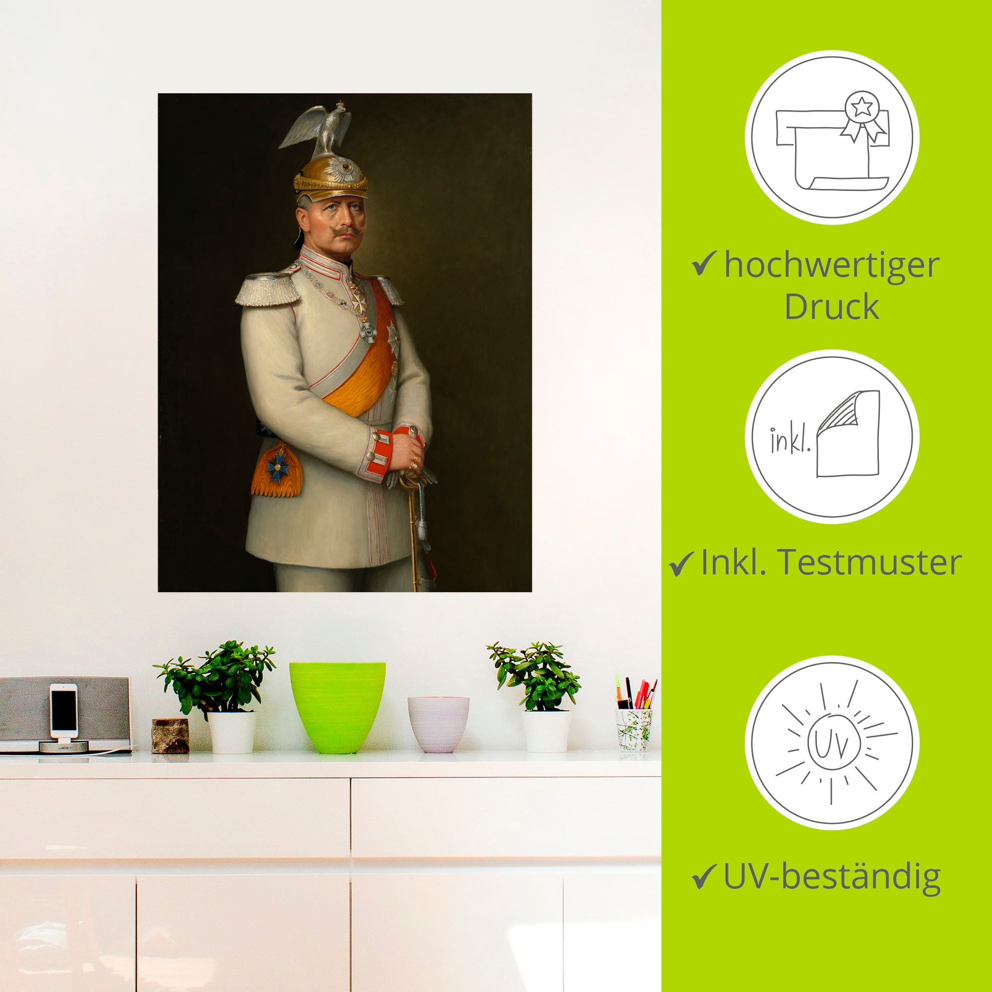 Artland Wandbild »Bildnis Kaiser Wilhelm II.«, Menschen, (1 St.), als Leinwandbild, Wandaufkleber in verschied. Grössen