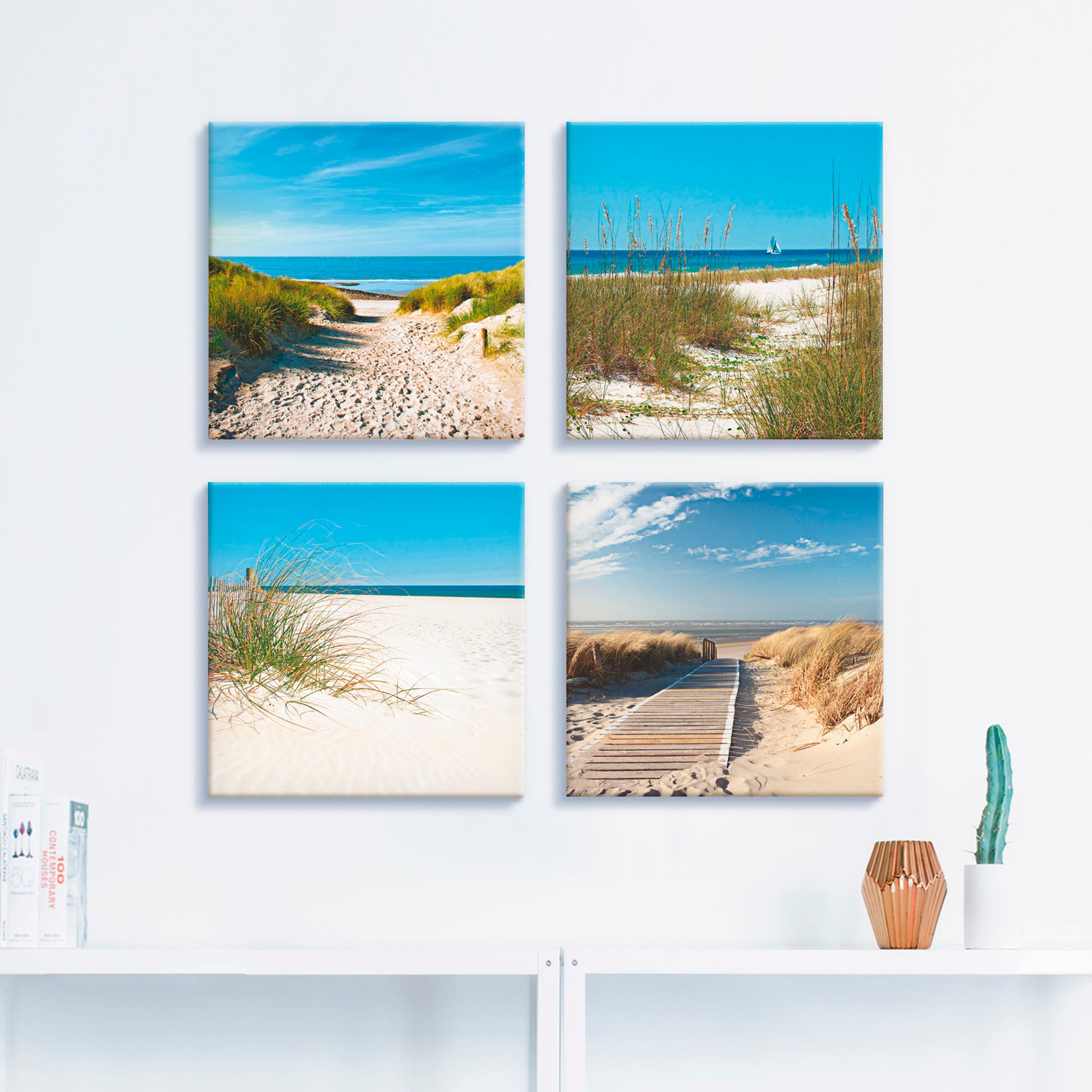 Artland Leinwandbild »Strand und Sanddünen«, Strand, (4 St.), 4er Set, verschiedene Grössen