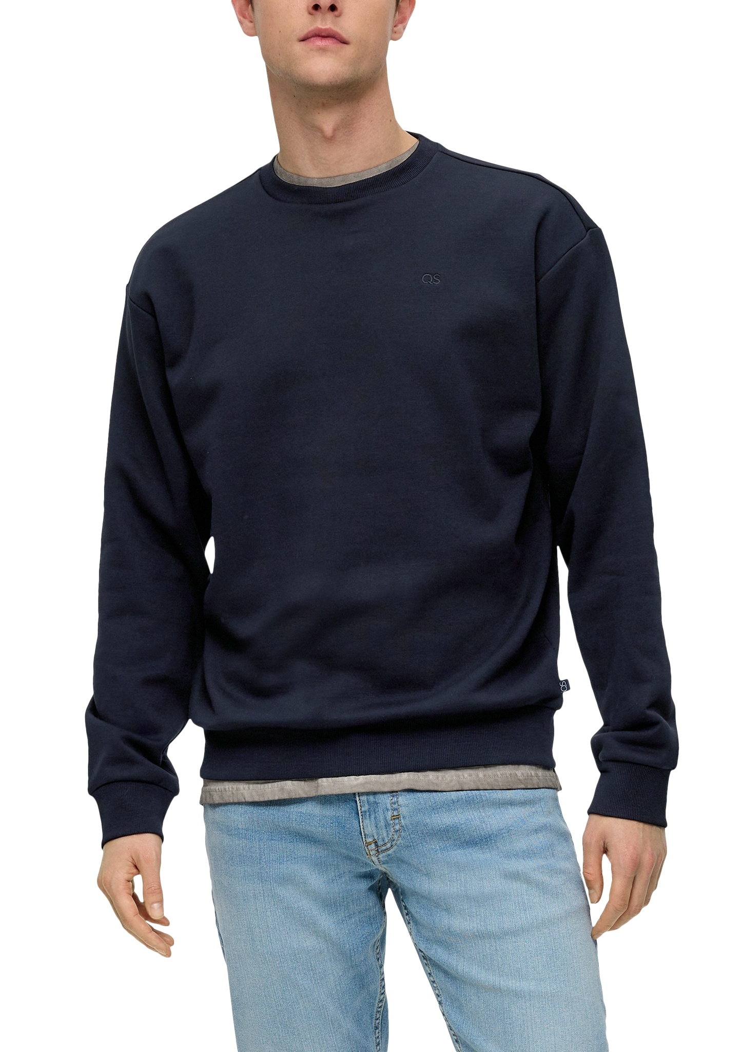QS Sweatshirt, mit Logo Stickerei