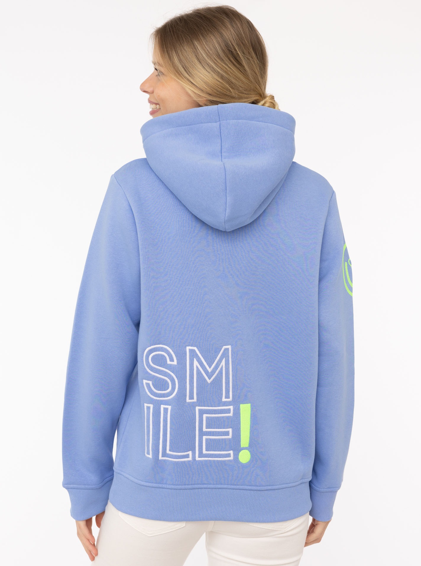Zwillingsherz Hoodie »"Alissa 2.0"«, mit SMILE Stickerei vorne und hinten