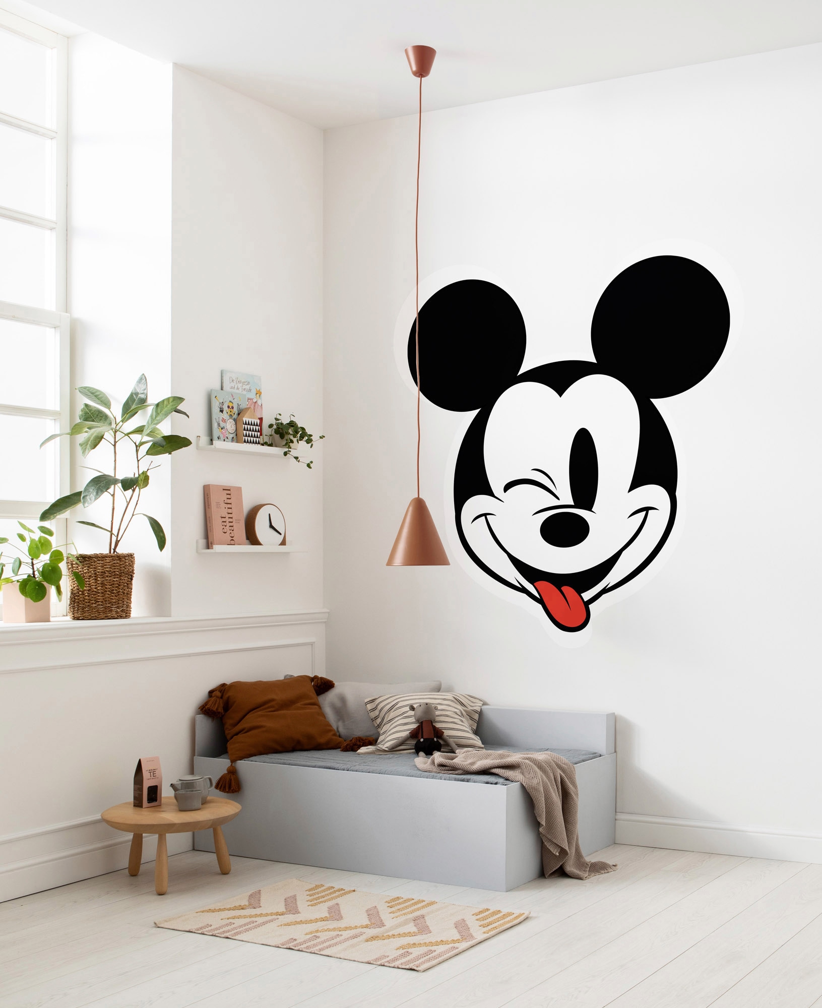 Komar Fototapete "Vlies selbstklebend - Mickey Head Optimism - Größe 125 x 125 cm" bedruckt glatt Kinderzimmer