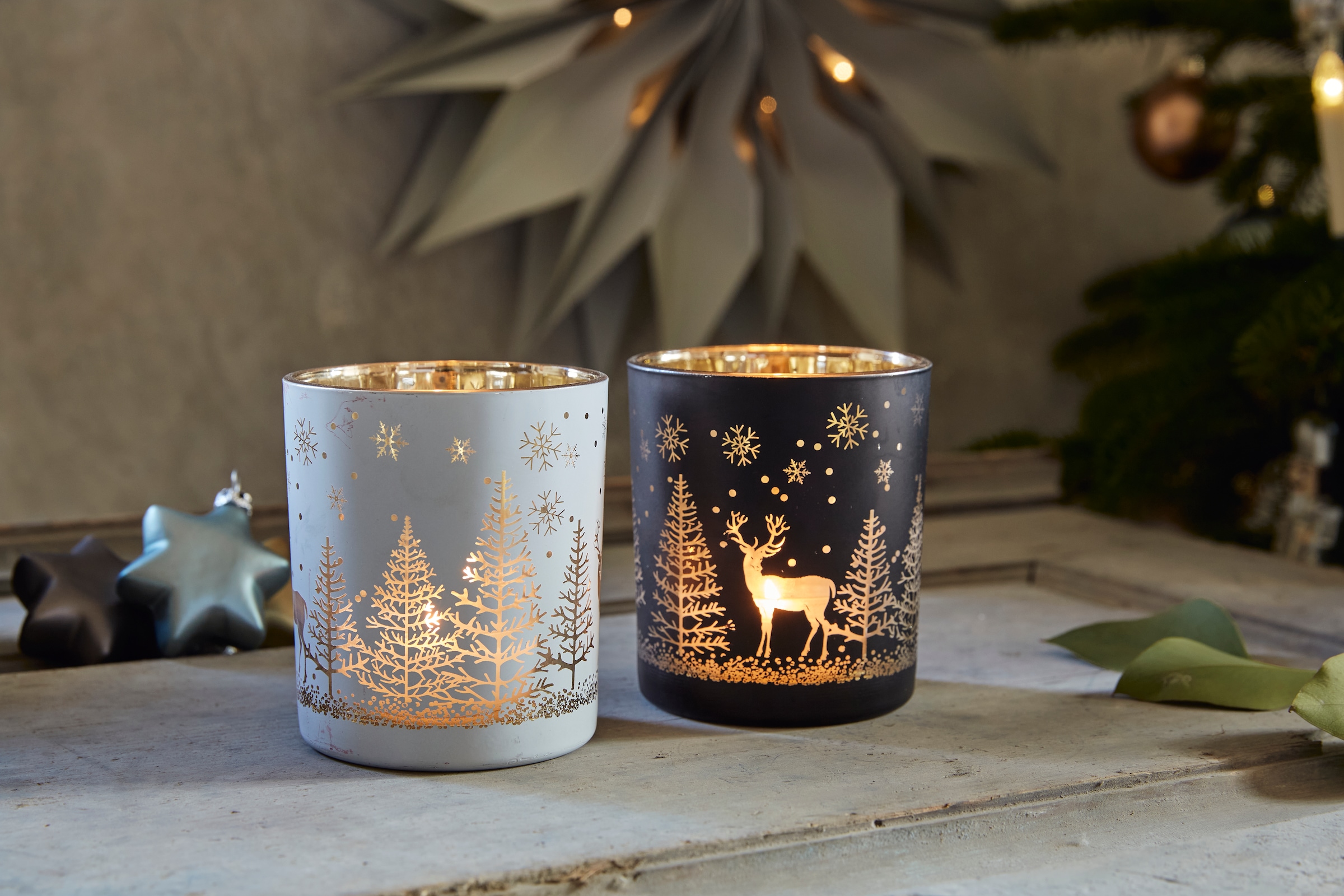 deco | Jelmoli-Versand Creativ »Weihnachtsdeko«, (4 St.), goldfarbener online mit Teelichthalter Innenseite kaufen