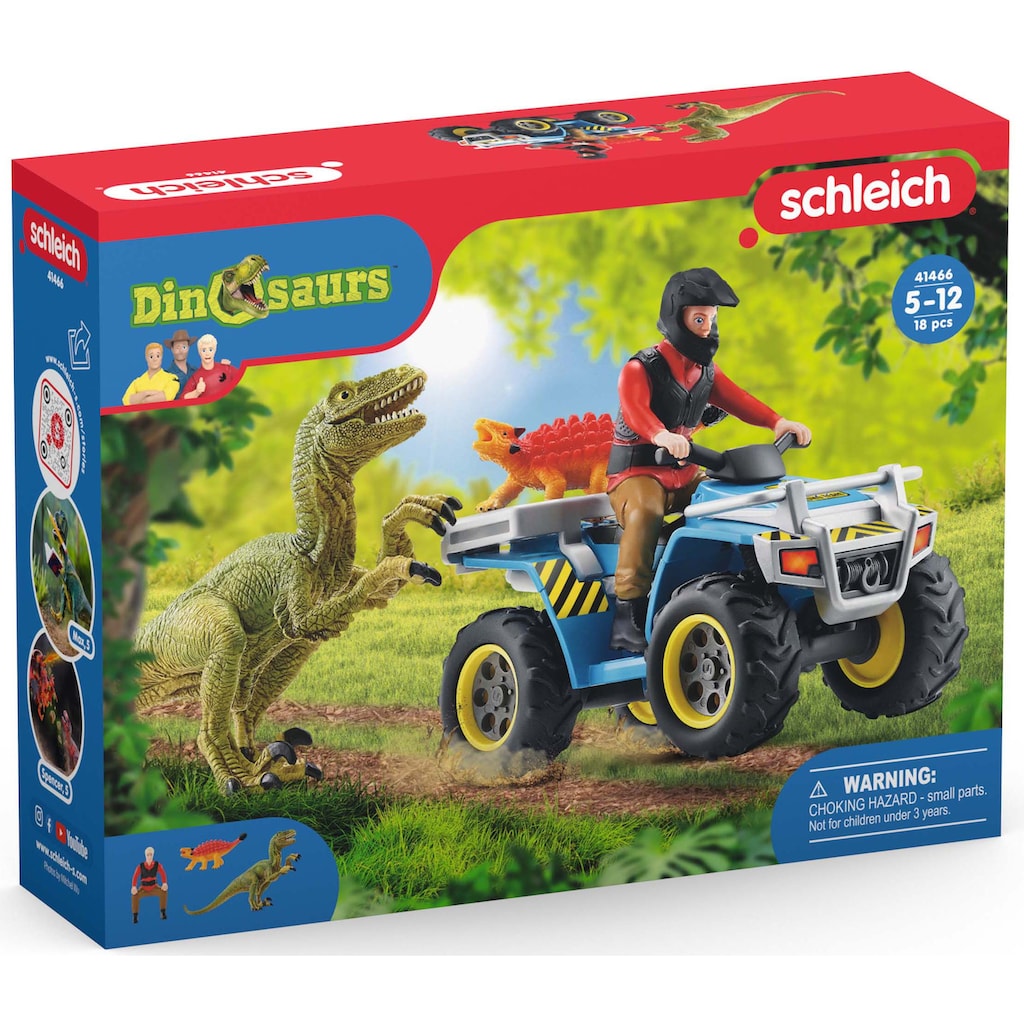Schleich® Spielzeug-Quad »DINOSAURS, Flucht auf Quad vor Velociraptor (41466)«, (Set)