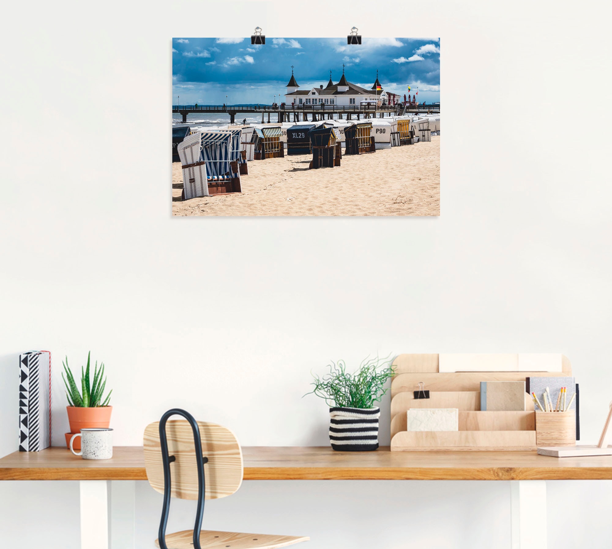 Artland Wandbild »Seebrücke in Ahlbeck Insel Usedom«, Strand, (1 St.), als Alubild, Leinwandbild, Wandaufkleber oder Poster in versch. Grössen