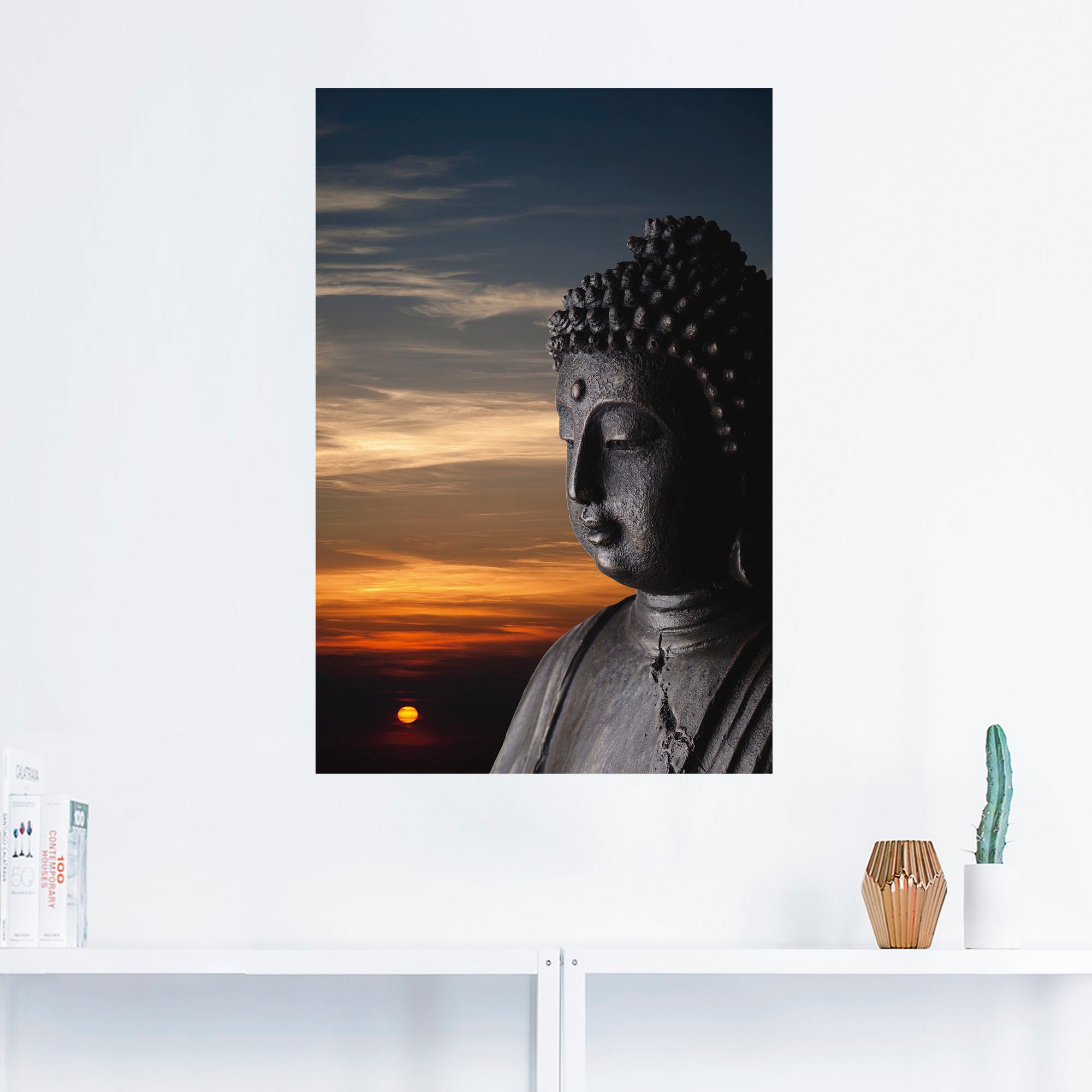 Artland Wandbild »Buddha Statue vor Leinwandbild, oder Buddhismus, Grössen Wandaufkleber online | Alubild, St.), kaufen Jelmoli-Versand (1 Poster als versch. in Sonnenuntergang«