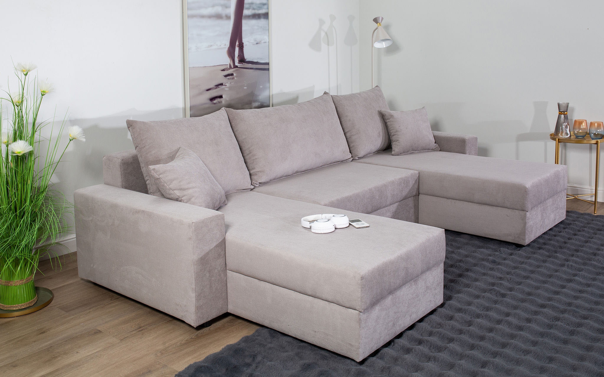COLLECTION AB Wohnlandschaft »Pico U-Form«, Wohnlandschaft,2 X Ottomane,Polyätherschaum Polsterung