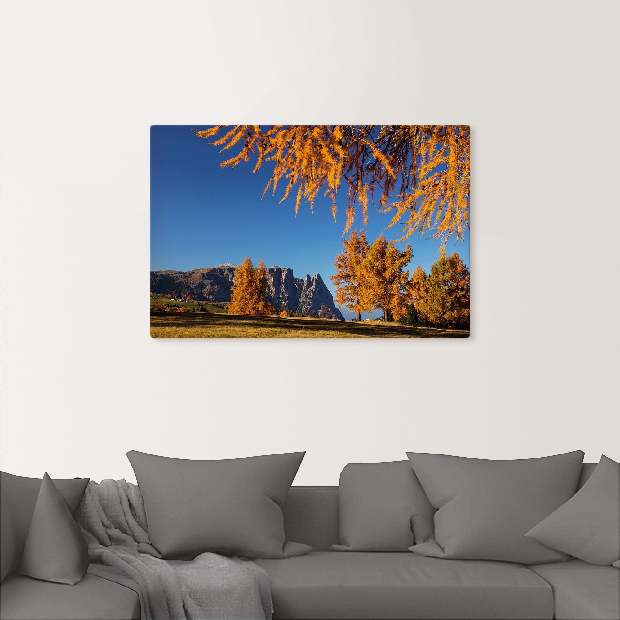Artland Leinwandbild »Goldener Herbst auf der Seiser Alm«, Wiesen & Baumbilder, (1 St.), auf Keilrahmen gespannt