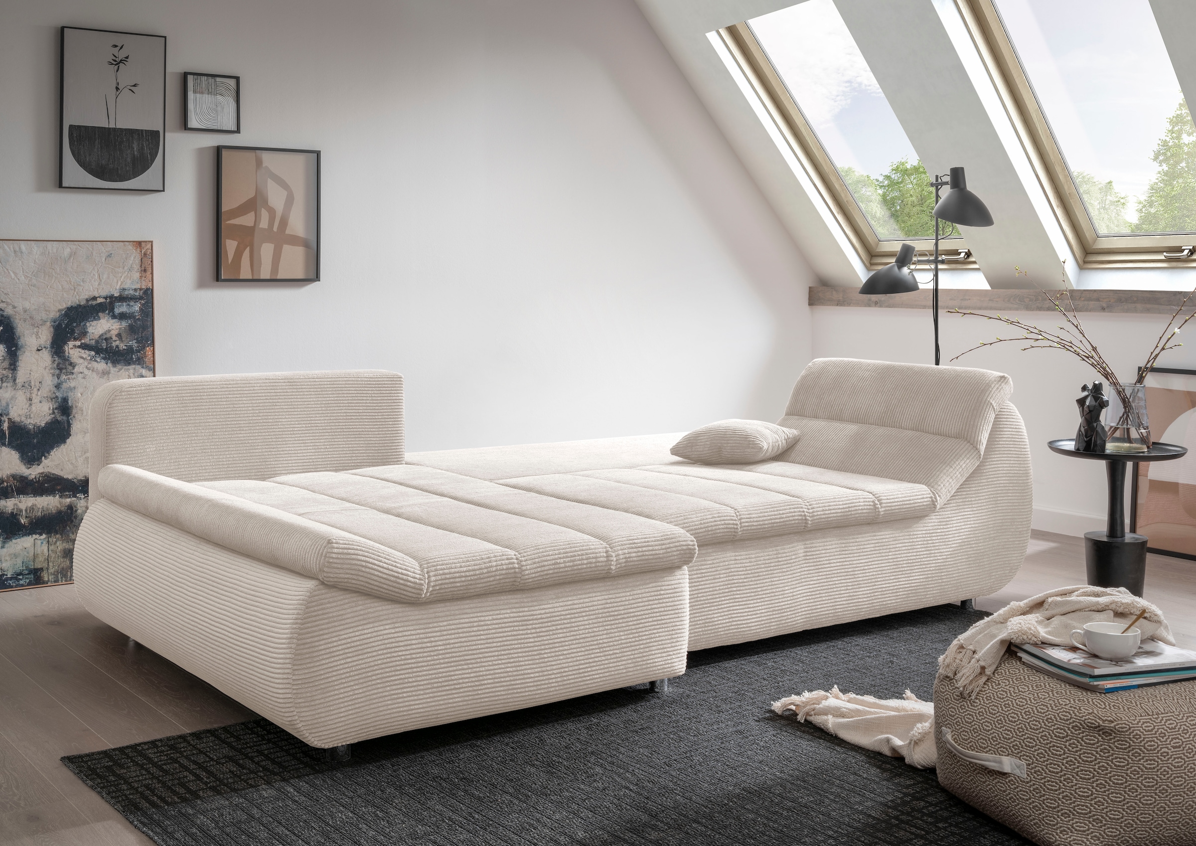 INOSIGN Ecksofa »Imola L-Form«, wahlweise mit Bettfunktion