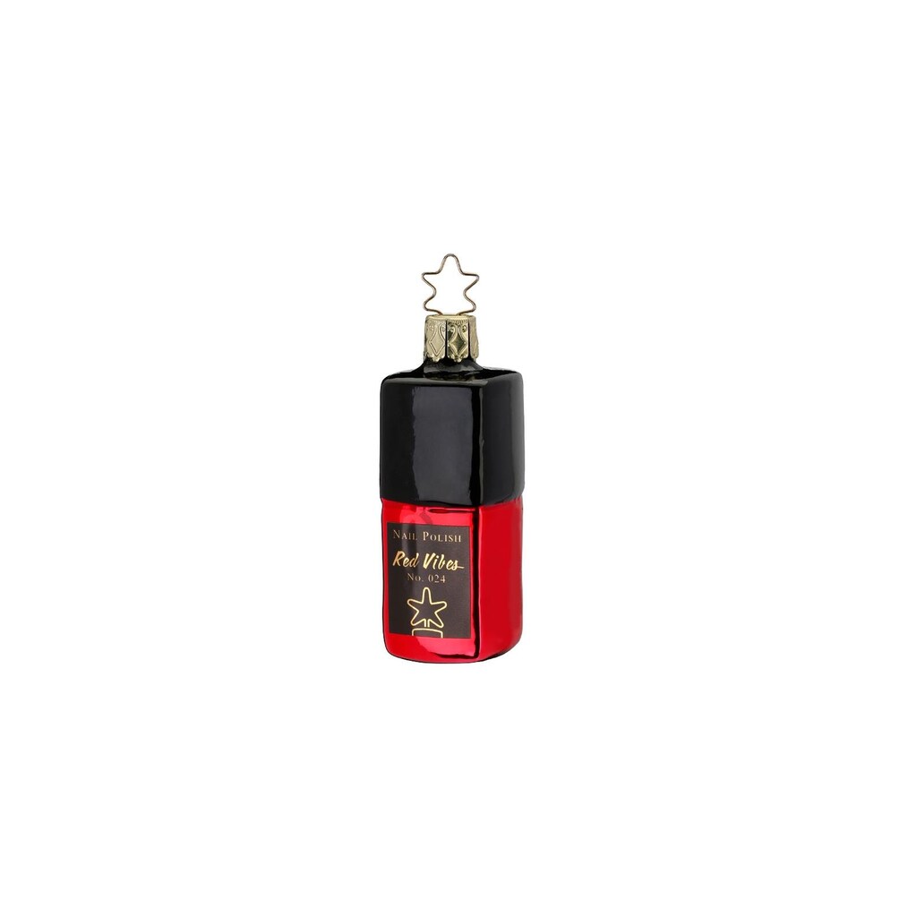 INGE-GLAS® Weihnachtsbaumkugel »Nagellack Rot 8 cm, Rot/Schwarz«, (1 St.)