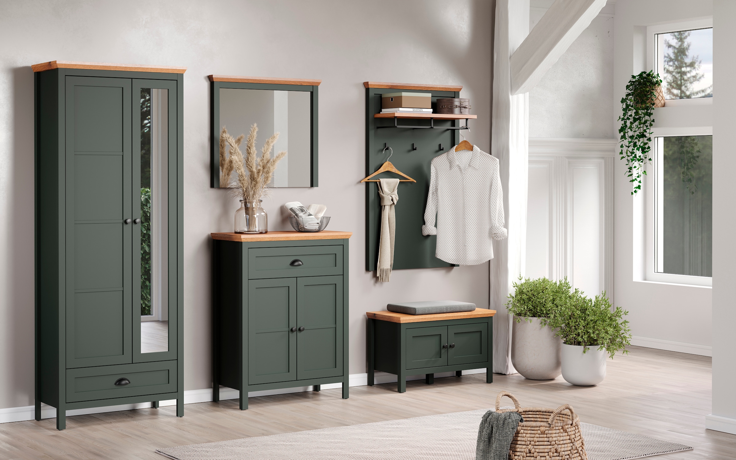 Home affaire Garderobenschrank »Vienna«, (1 St.), Kleiderschrank mit ausziehbarer Kleiderstange - (B/T/H) 77/39/198 cm