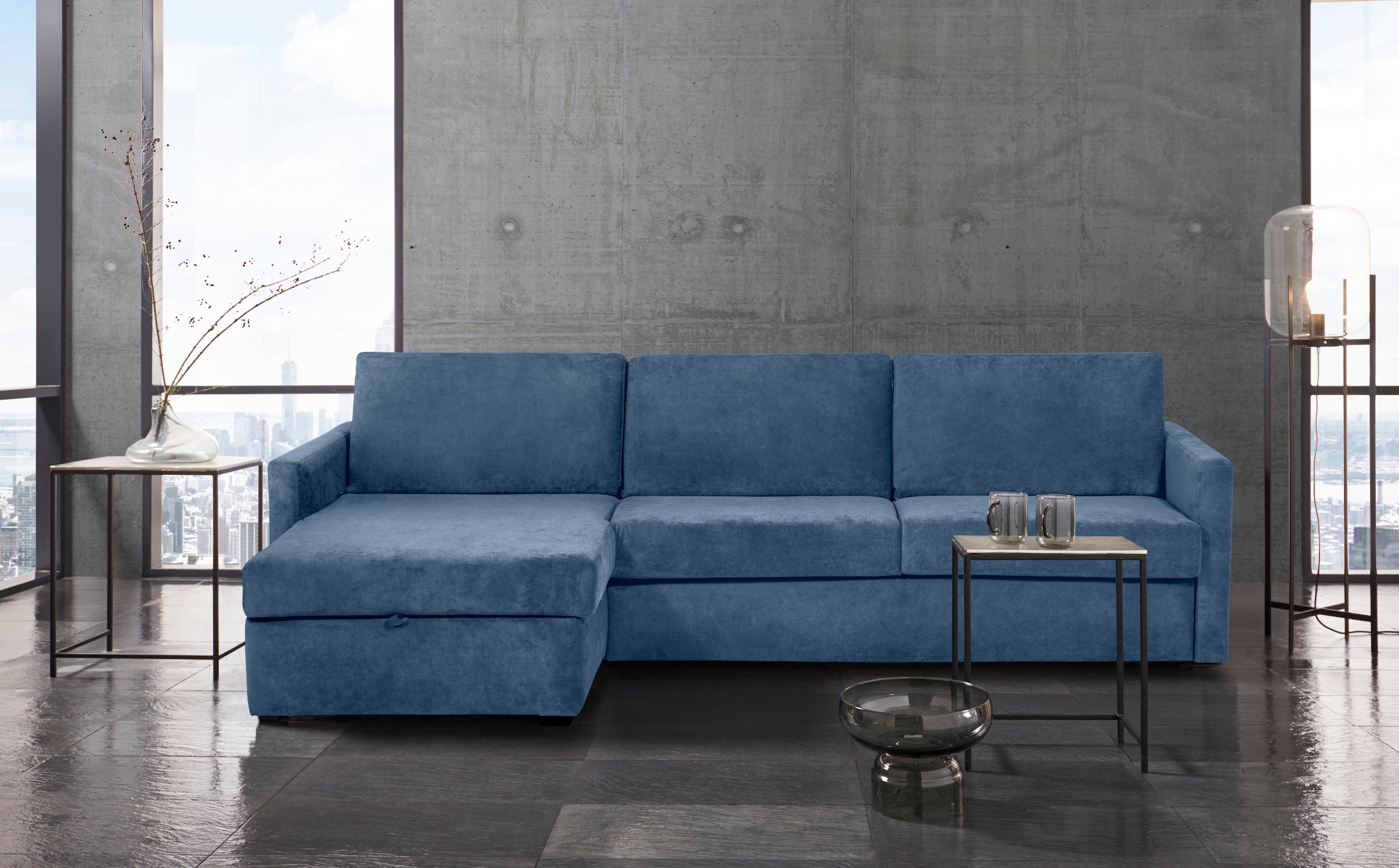 Places of Style Schlafsofa »GOLDPOINT Ecksofa 264 cm, Liegefläche (140/200cm), L-Form,«, Bettfunktion, Bonell-Federkernmatratze und Dauerschläfer-Funktion