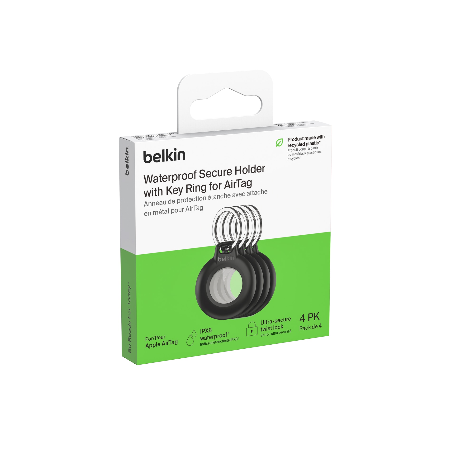 Belkin Schlüsselanhänger Set »Secure Holder 4er-Pack wasserfest für Apple AirTag«, (4 tlg.)