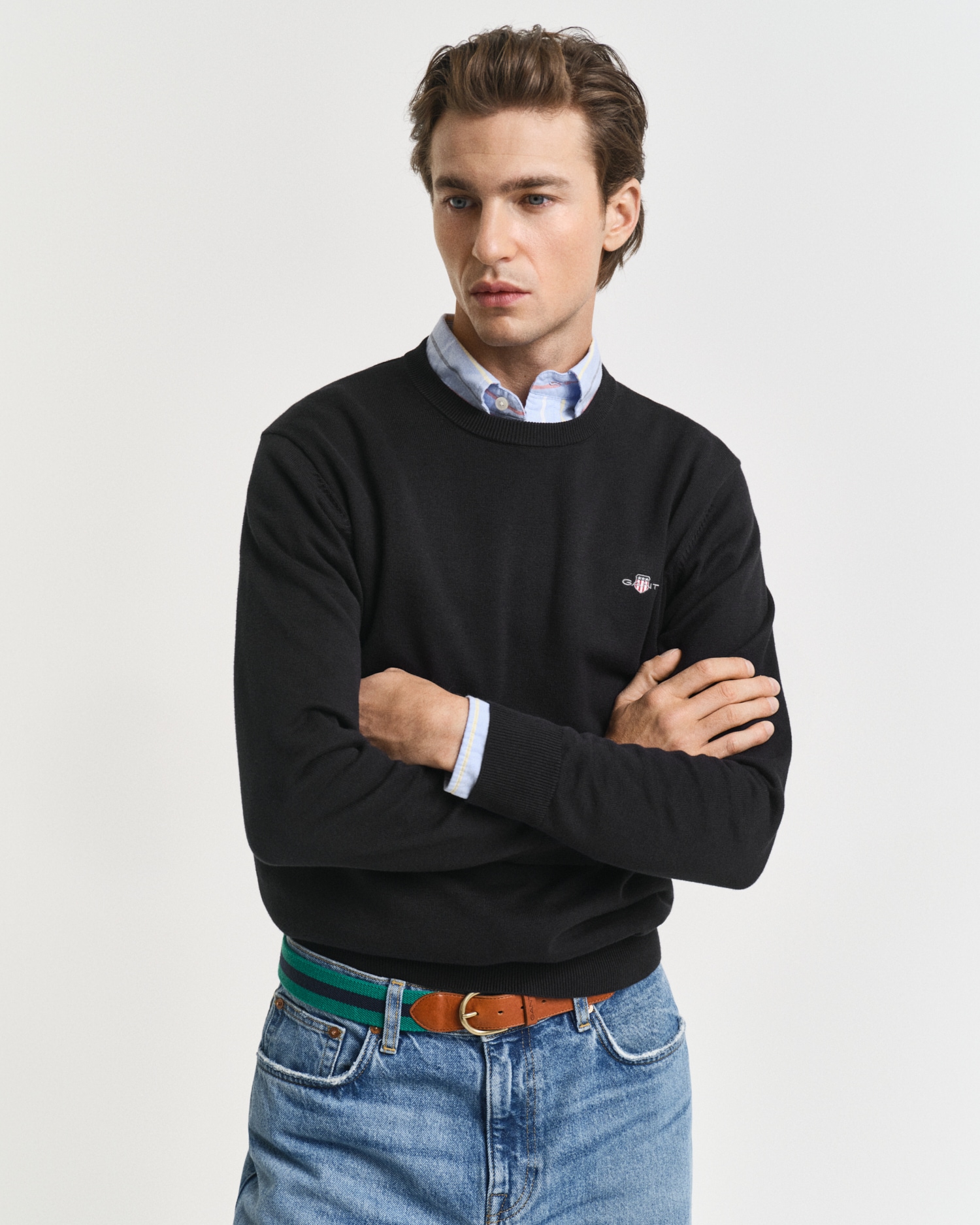 Gant Rundhalspullover »CLASSIC COTTON C-NECK« Premium Strickpullver aus weicher 100% Baumwolle, Übergangspullover