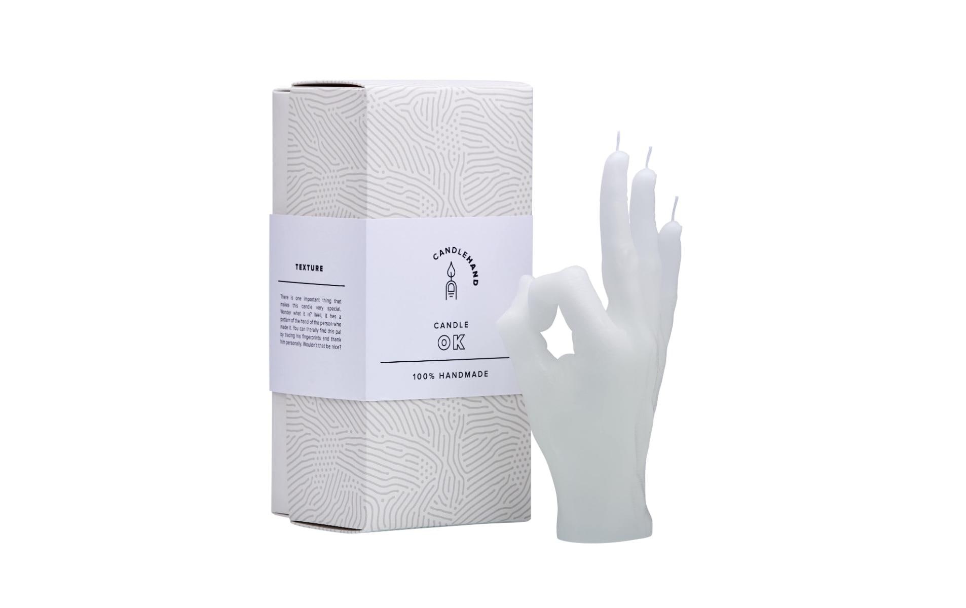Formkerze »Mandatus Candle Hand OK,«