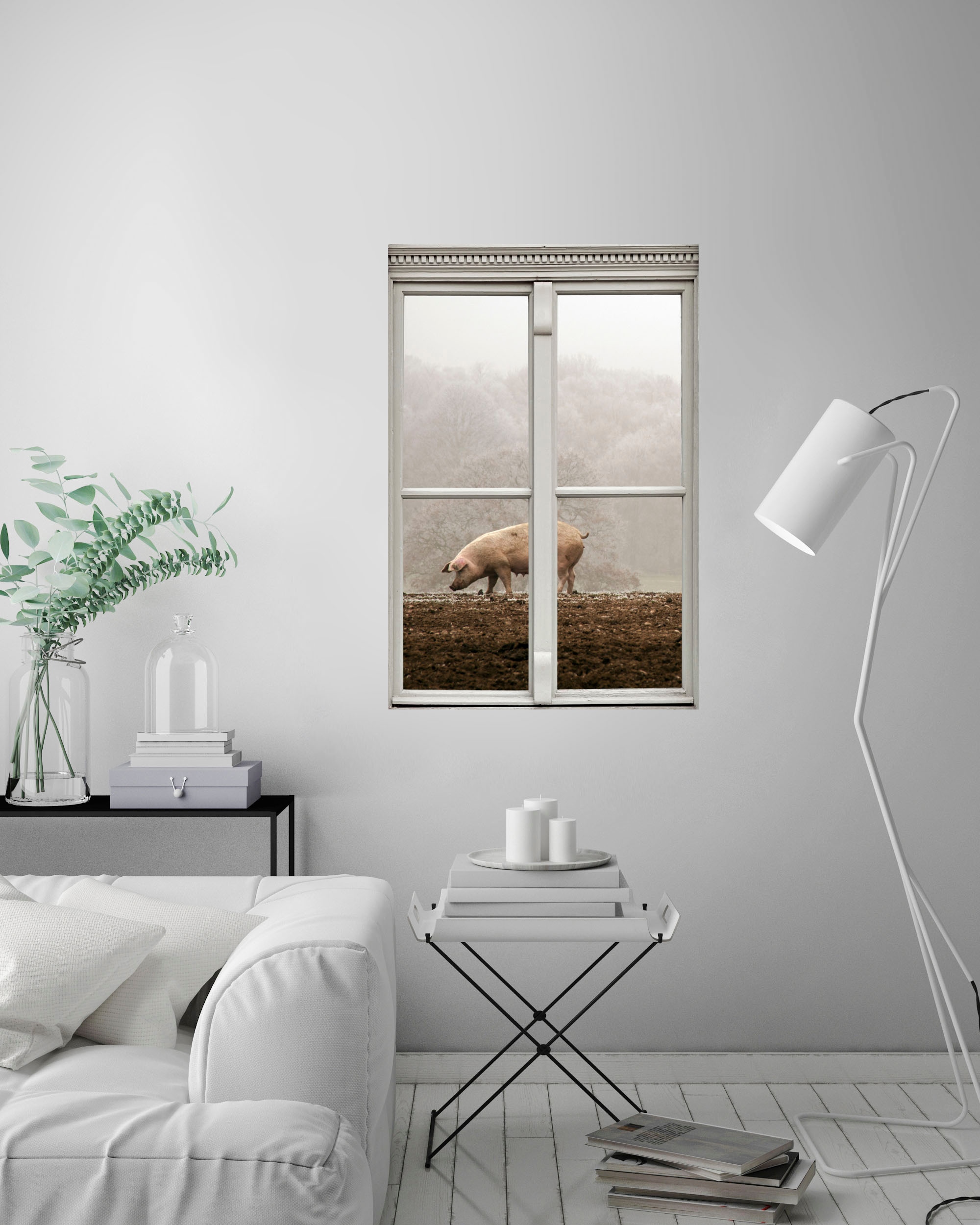 queence Wandsticker »Schwein«, Wandsticker, Wandbild, selbstklebend, 3D, Fenster