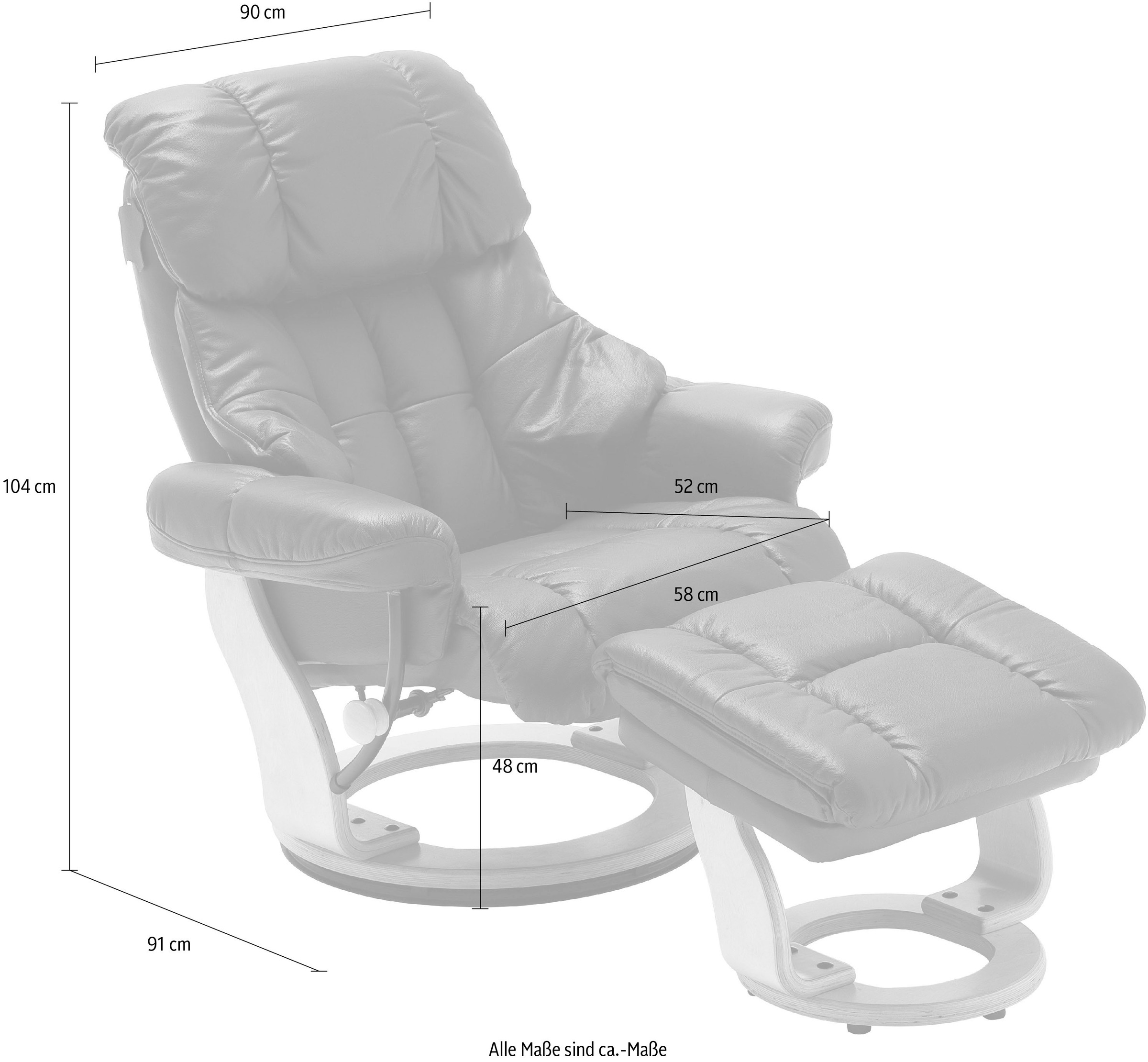 MCA furniture Relaxsessel »Calgary«, Fernsehsessel 360°drehbar inkl. Hocker mit Lederbezug