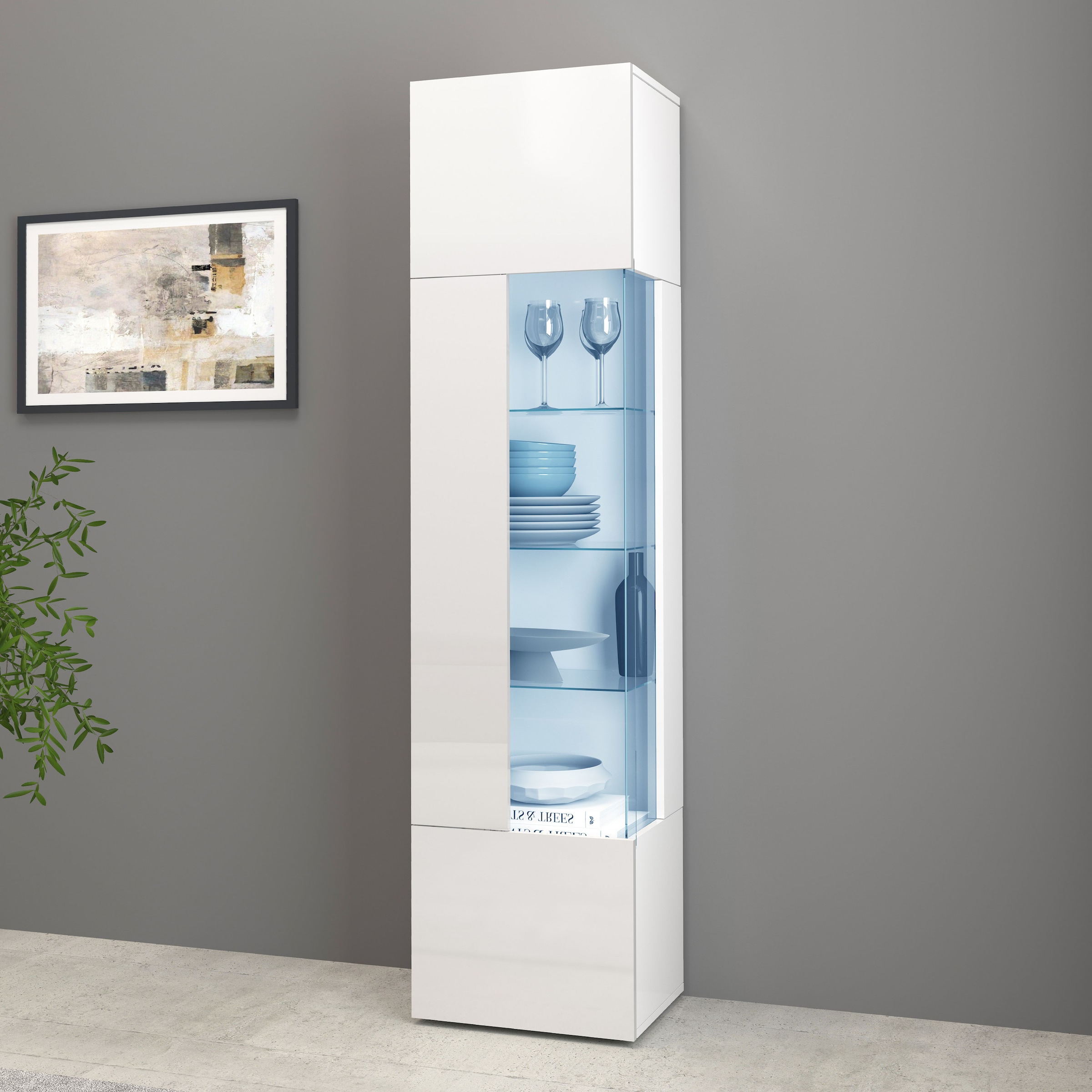 INOSIGN Vitrine »Egypt«, komplett hochglanz lackiert, 1 Glastür mit 3 Glasböden