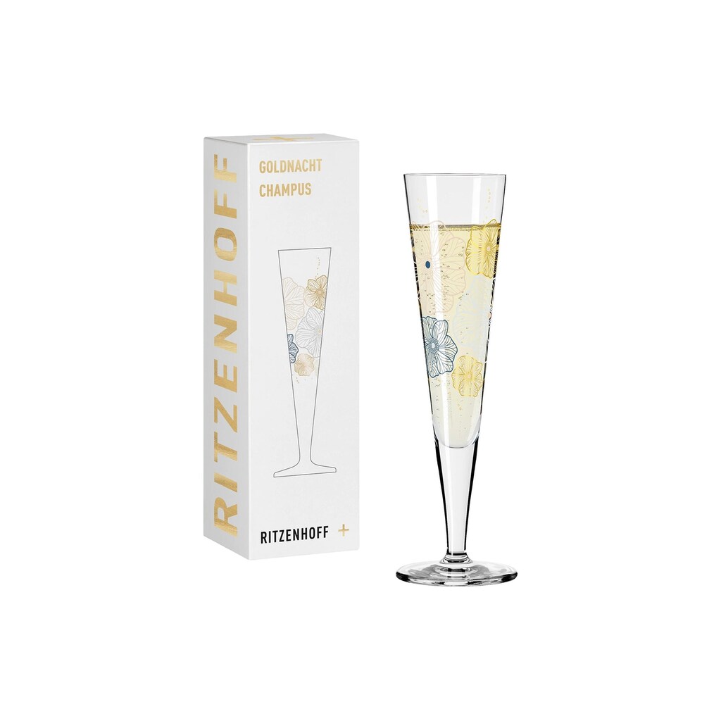 Ritzenhoff Champagnerglas »Goldfarbennacht No. 36 205 ml, 1 Stück, Transparent«, (1 tlg.)