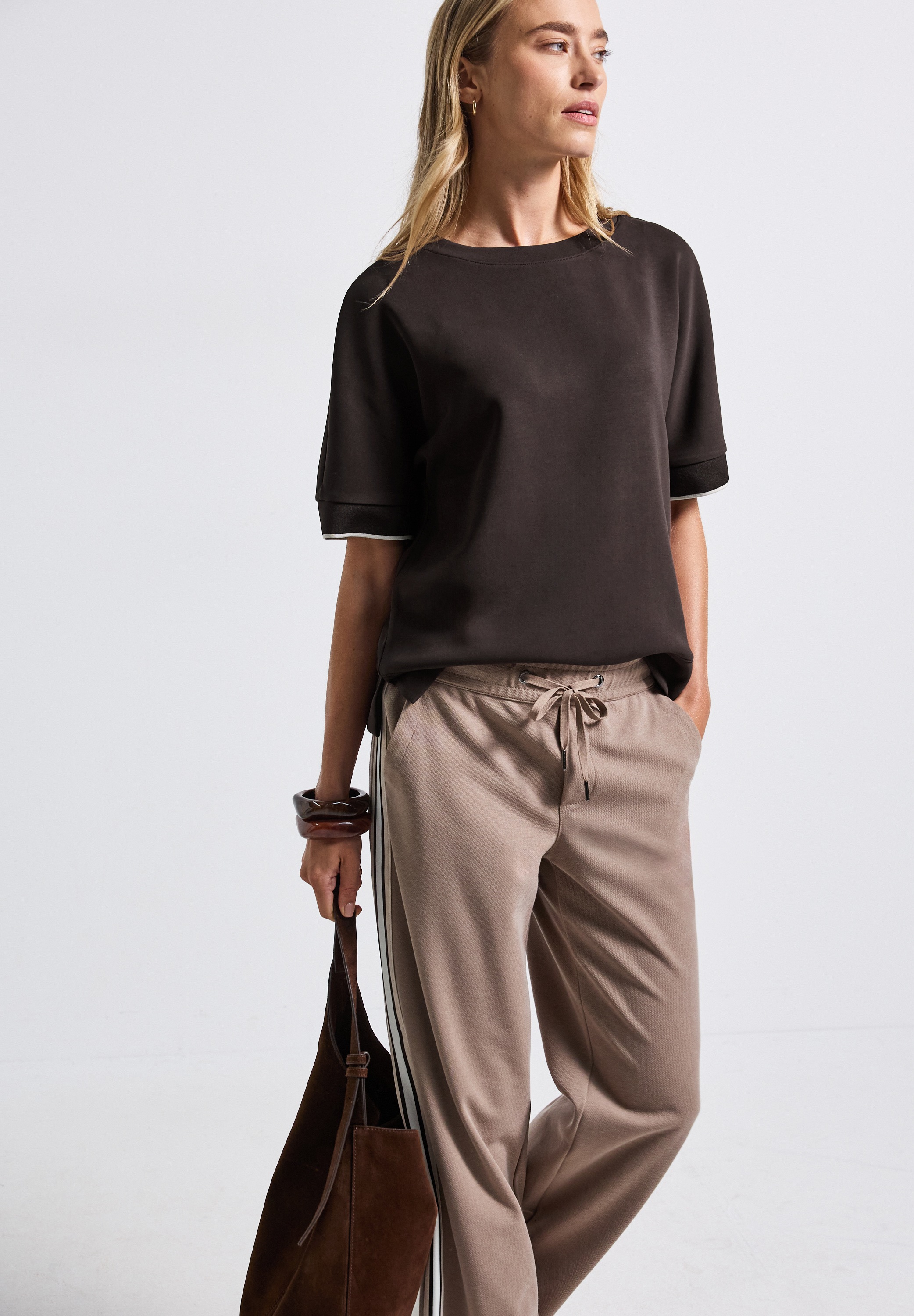 STREET ONE T-Shirt im Silk-Look, mit Rundhals, halbarm
