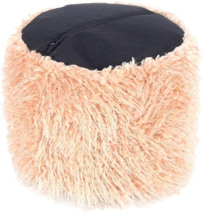 Kayoom Pouf »Fellpouf Bobtail 125, Fellhocker in zweifarbigem Design«, (1 St.), modern, dekorativ, kindersicherer Reissverschluss an der Unterseite