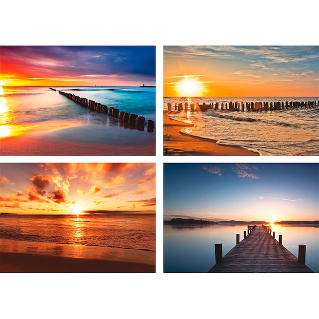 Artland Poster »Ostsee Strand Sonne Sonnenuntergang«, Strand, (4 St.),  Poster, Wandbild, Bild, Wandposter online bestellen | Jelmoli-Versand