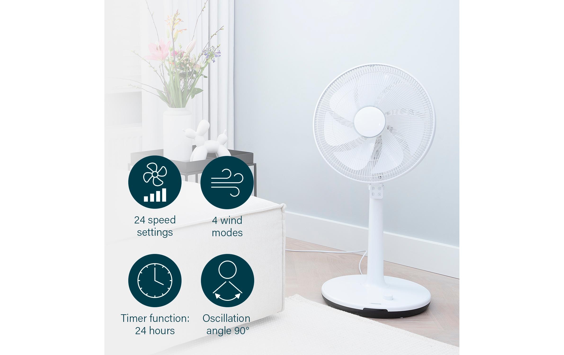 PRINCESS Standventilator »Smart DC 40 cm, App-gesteuert, Weiss«