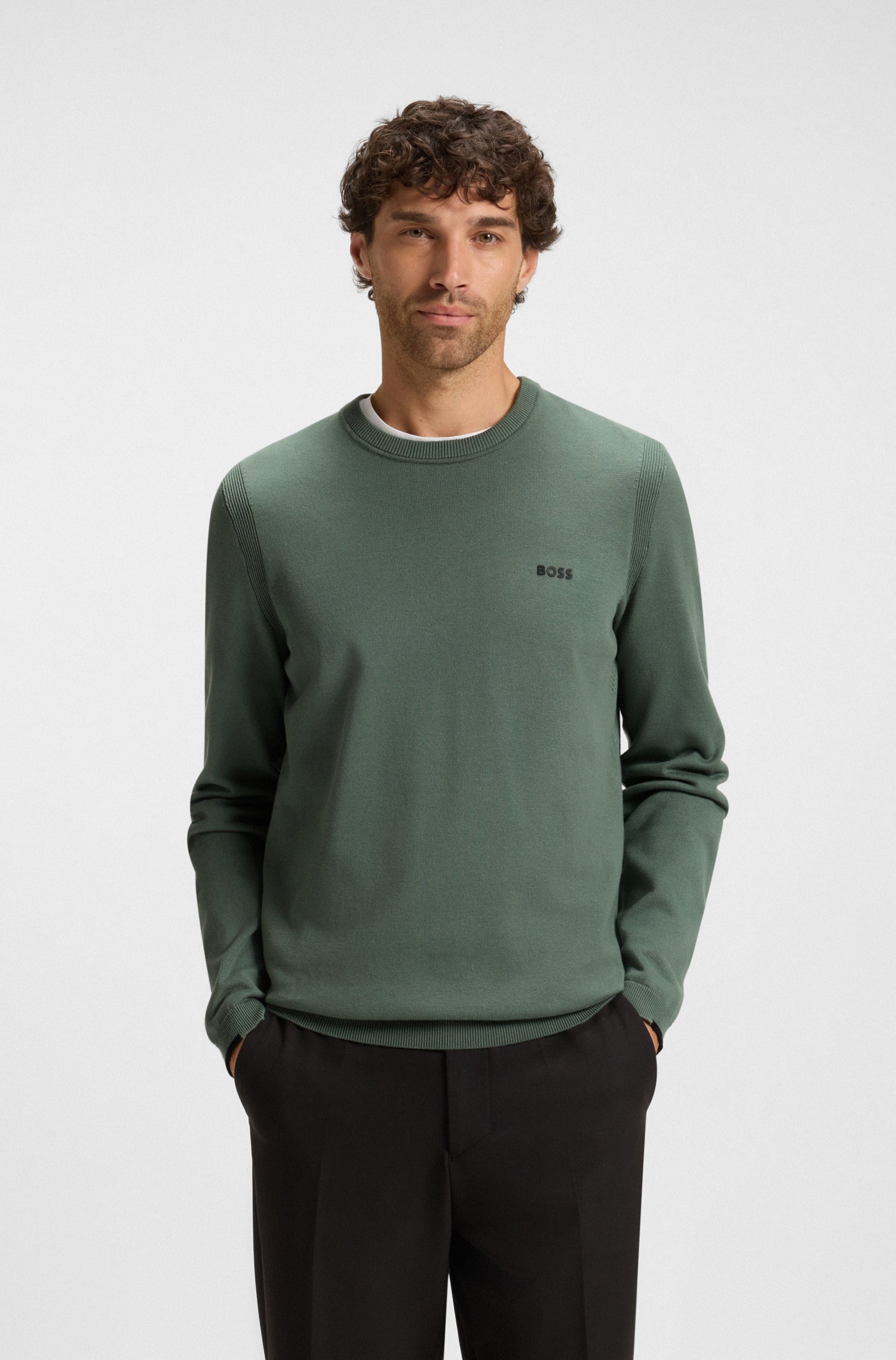 BOSS GREEN Rundhalspullover »K Ever-X CN« mit Logo-Schriftzug